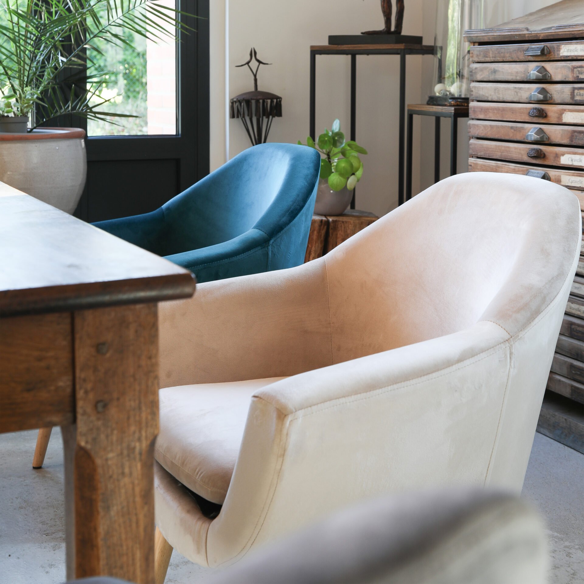 Fauteuil Isidore velours Taupe