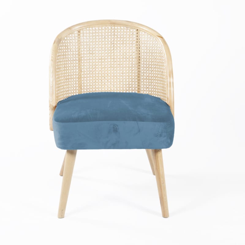 Fauteuil Gaspard velours bleu canard