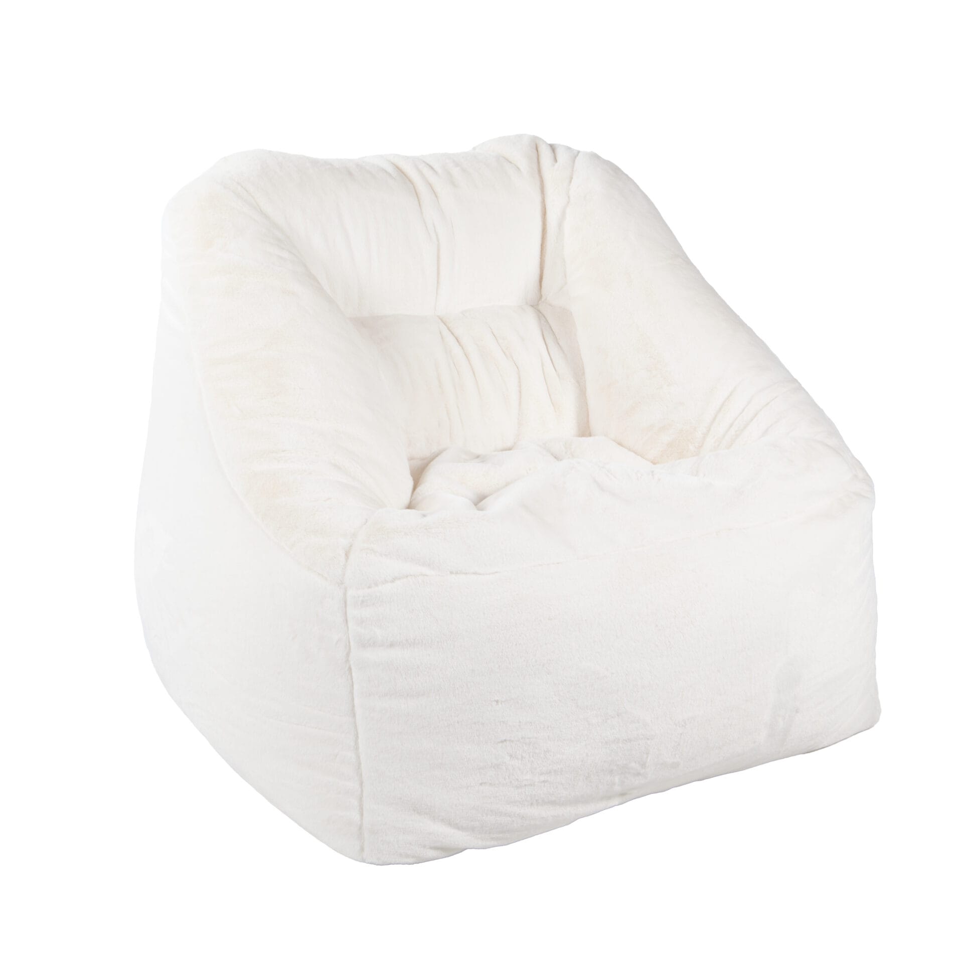 Fauteuil Pouf Bari fausse fourrure Ivoire