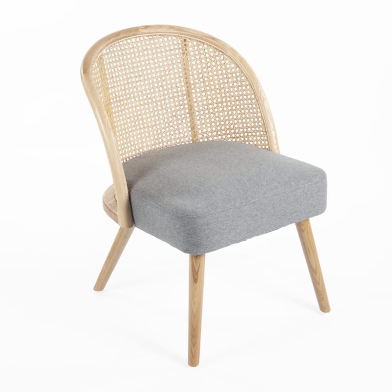 Fauteuil Gaspard Gris toile effet lin