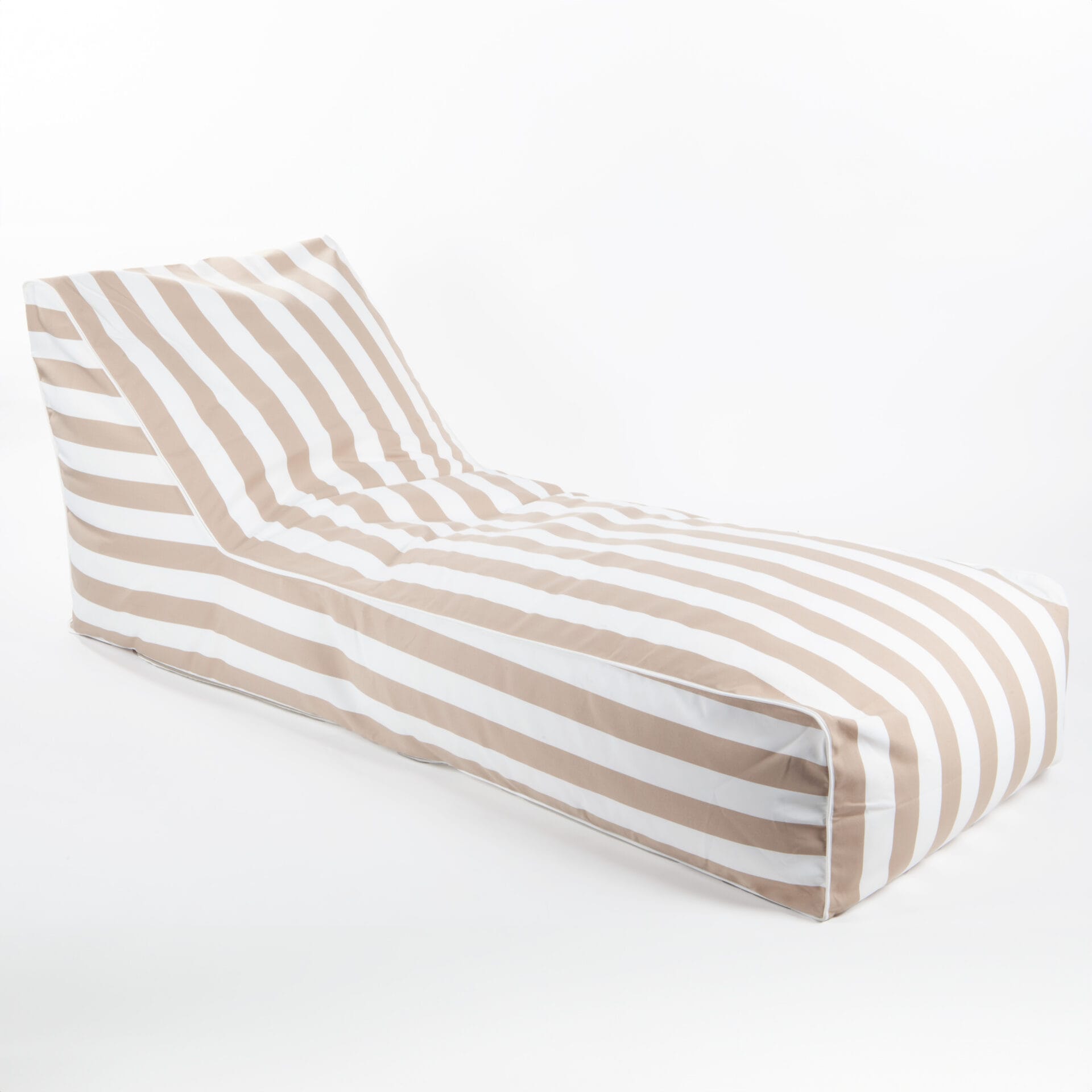 Pouf méridienne extérieure Romane rayures Sable-Blanc