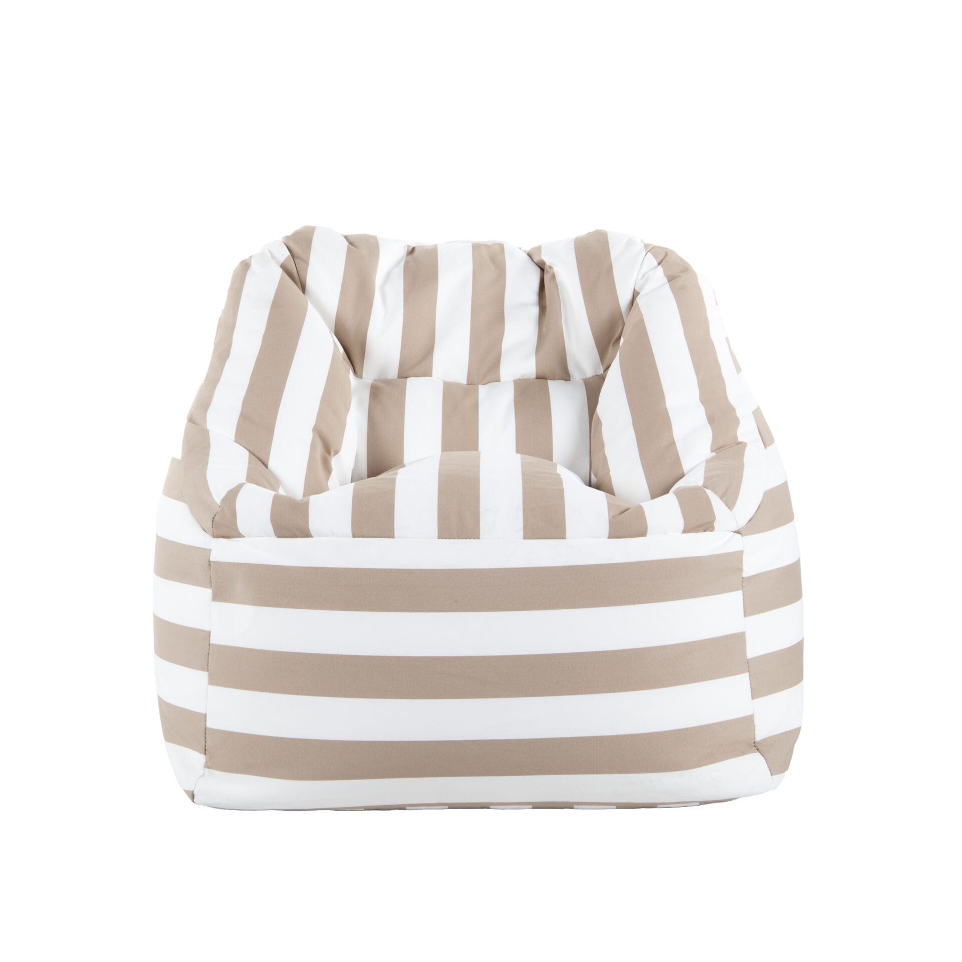 Pouf fauteuil extérieur Bari rayures Sable-Blanc