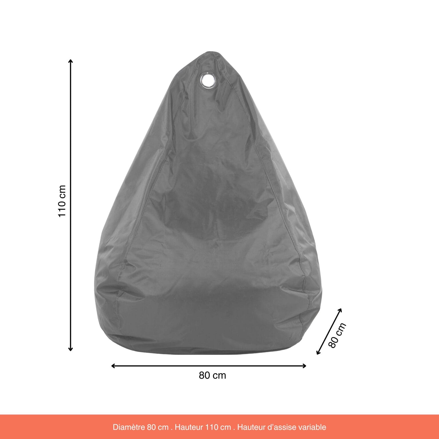 Pouf Poire Coconut Gris Anthracite