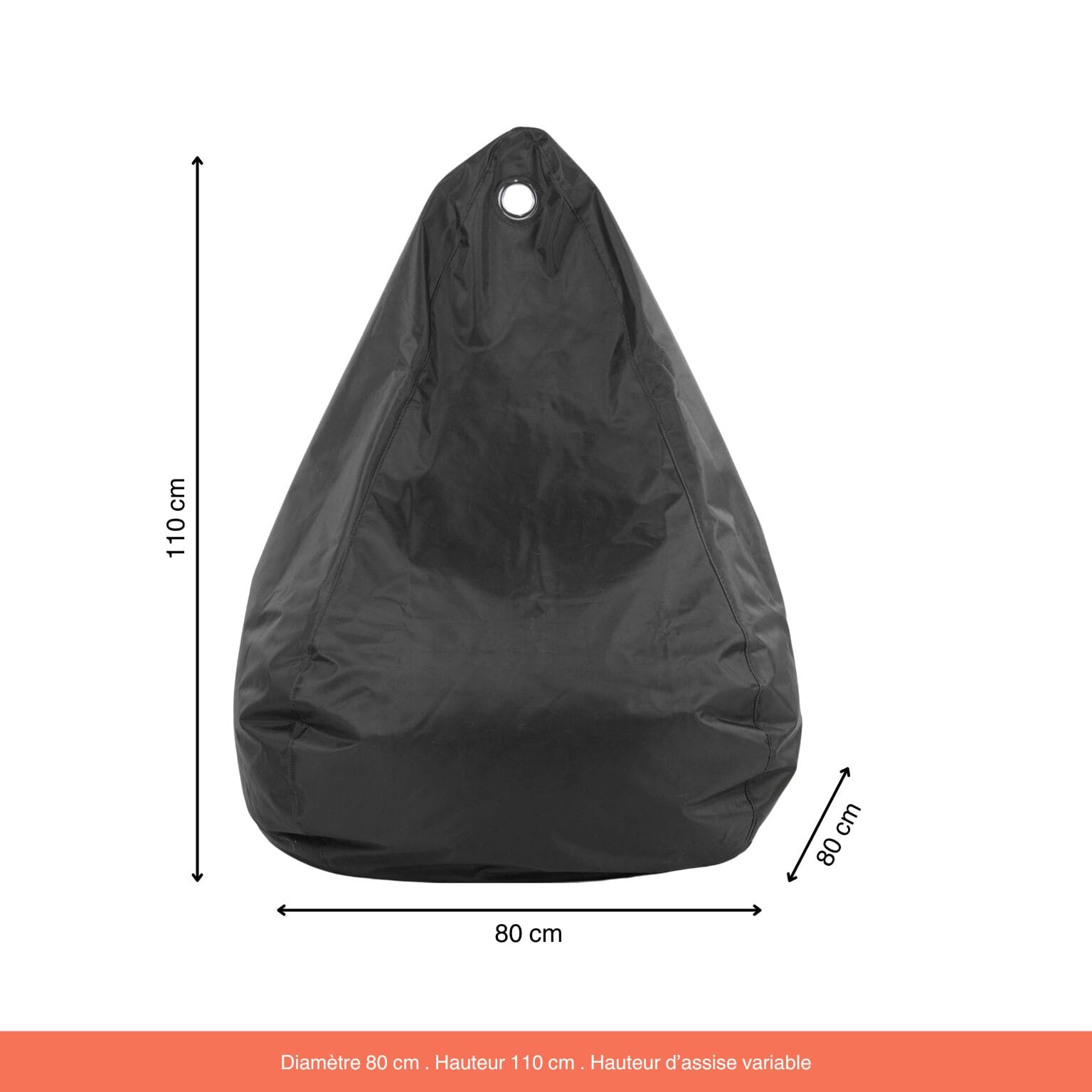 Pouf Poire Coconut Noir