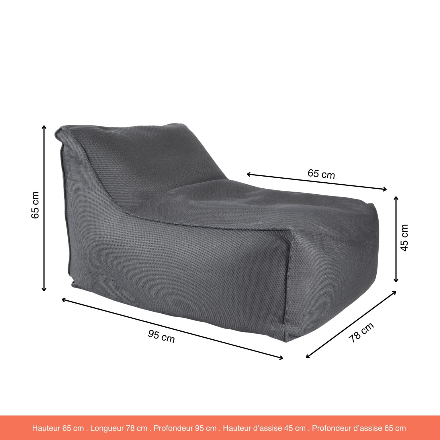 Pouf fauteuil Lucie Gris Flipper