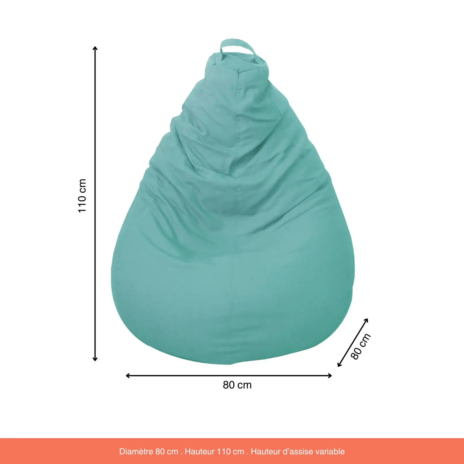 Housse De Pouf Poire En Velours Côtelé Marron - 85x110cm - Lavable Machine - Sans Rembourrage