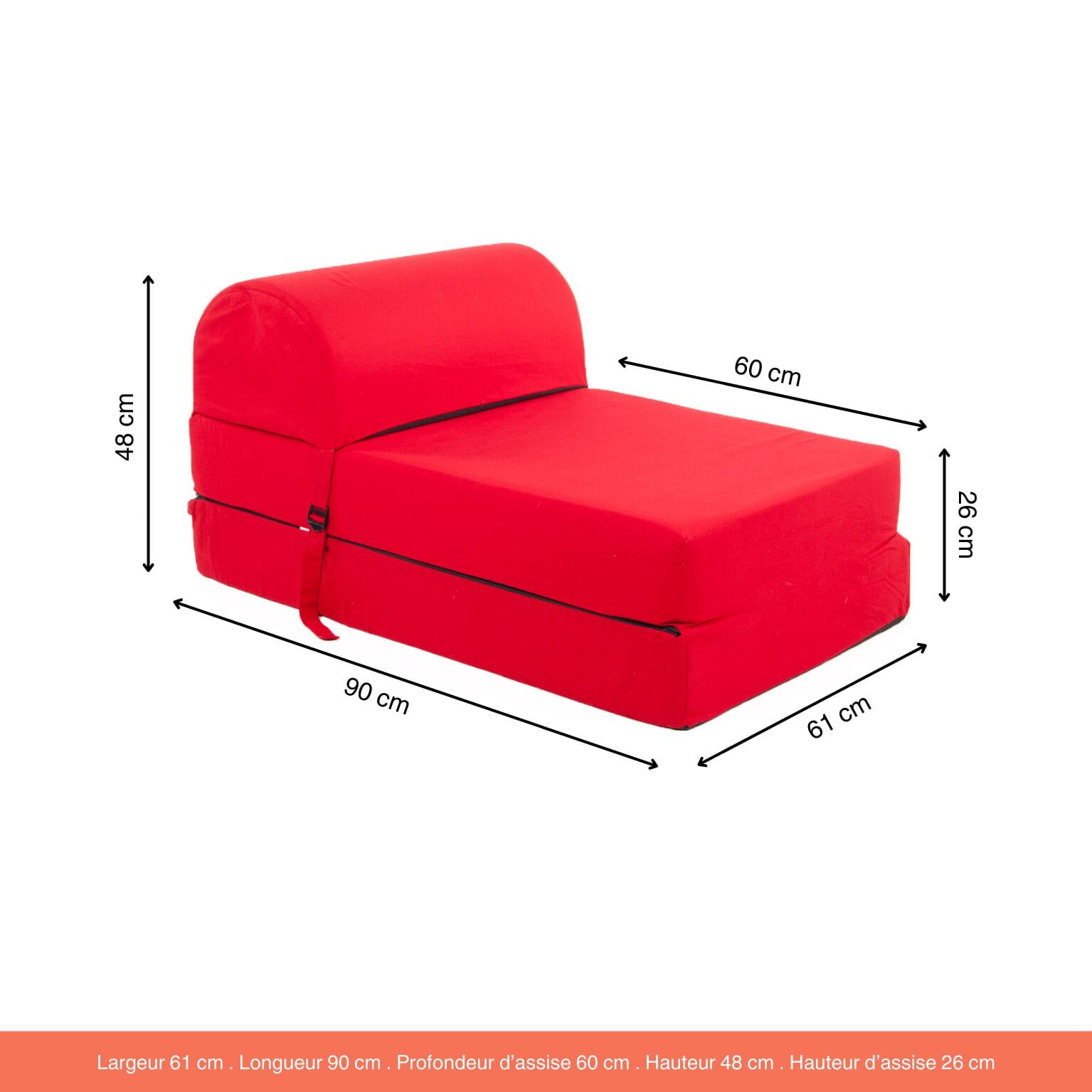Chauffeuse XXL Coton Yuzu Rouge
