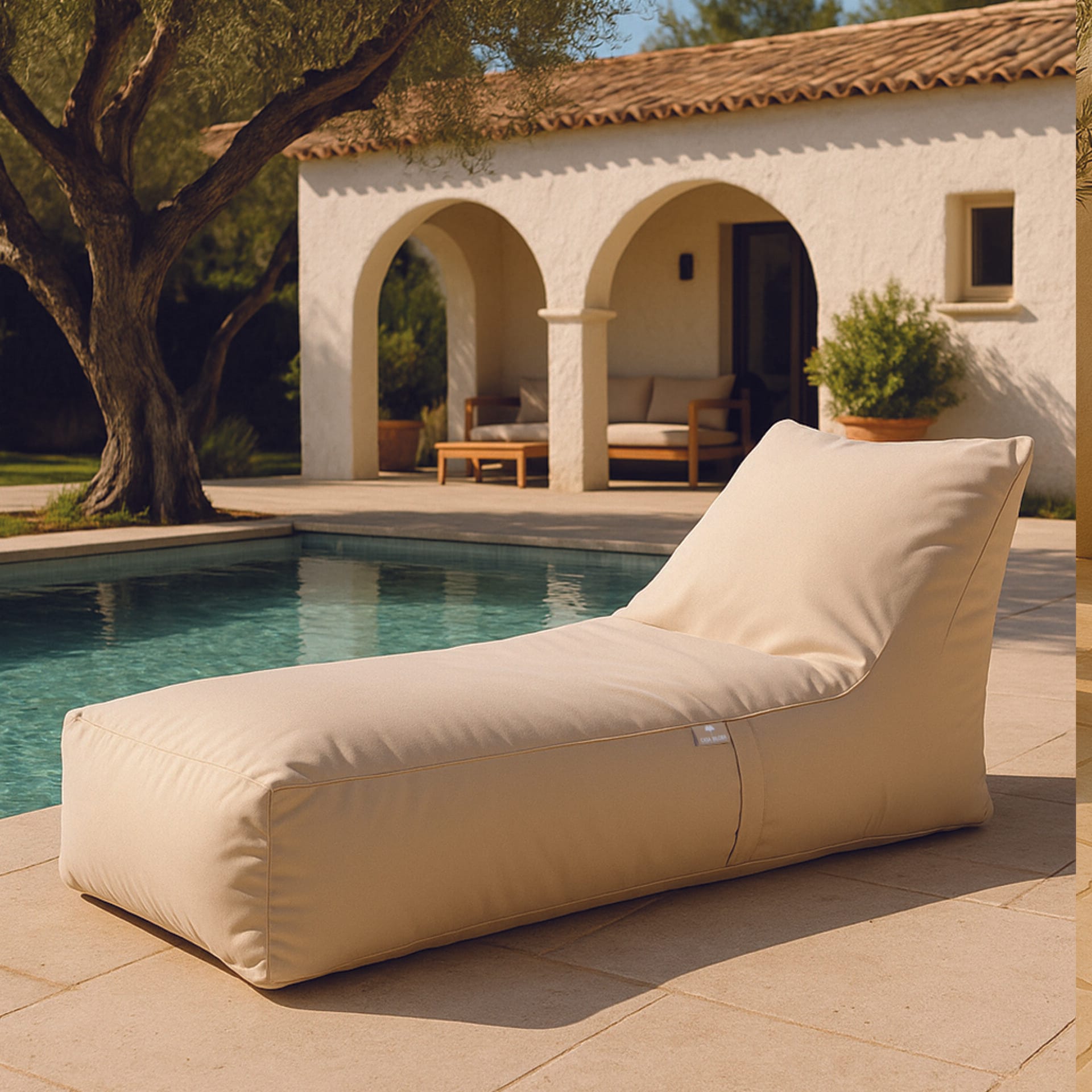 Pouf méridienne extérieure Romane Crème - Casa Biloba