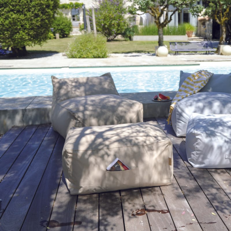 Pouf bas extérieur Otto Sable - Textilepro