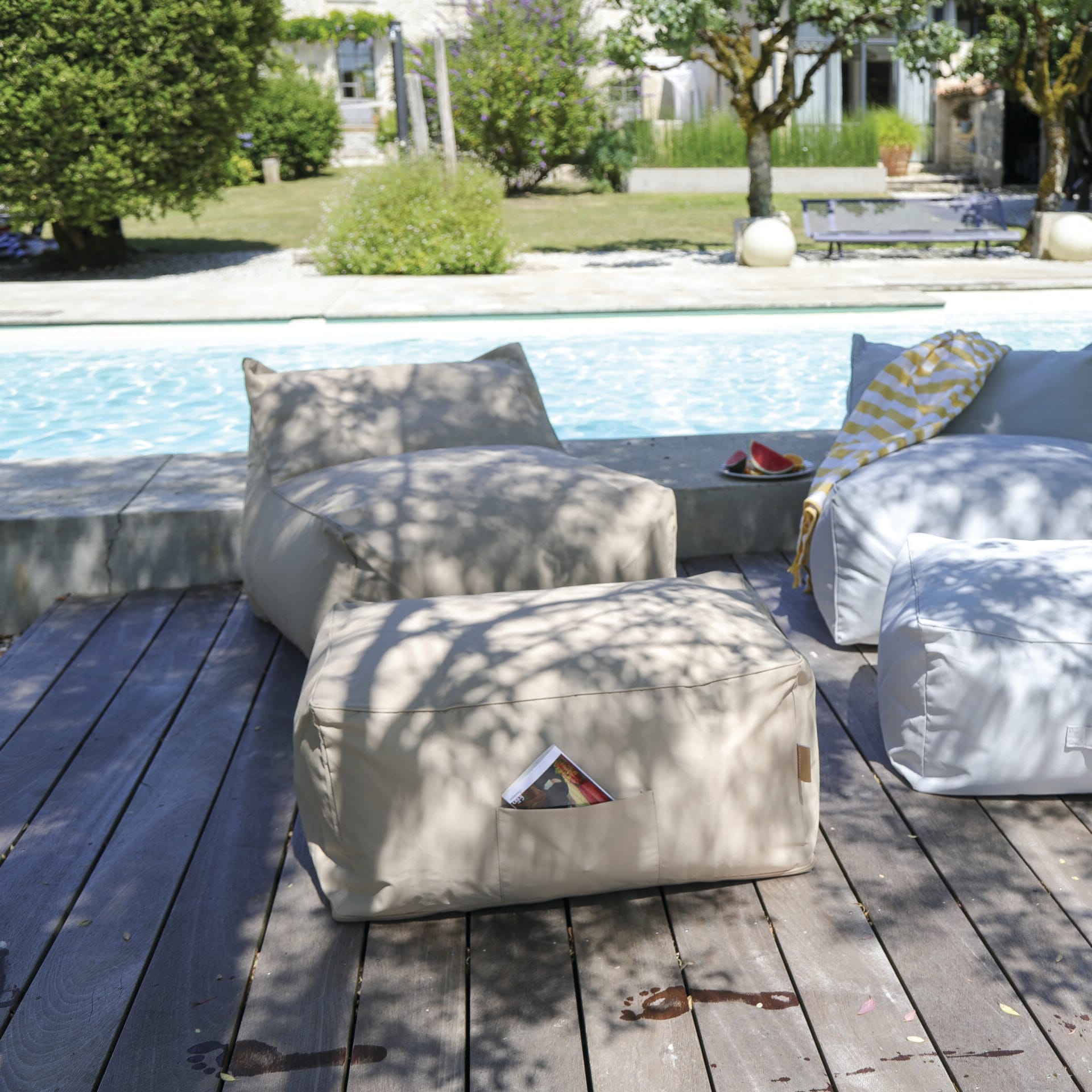 Pouf bas extérieur Otto Sable - Textilepro