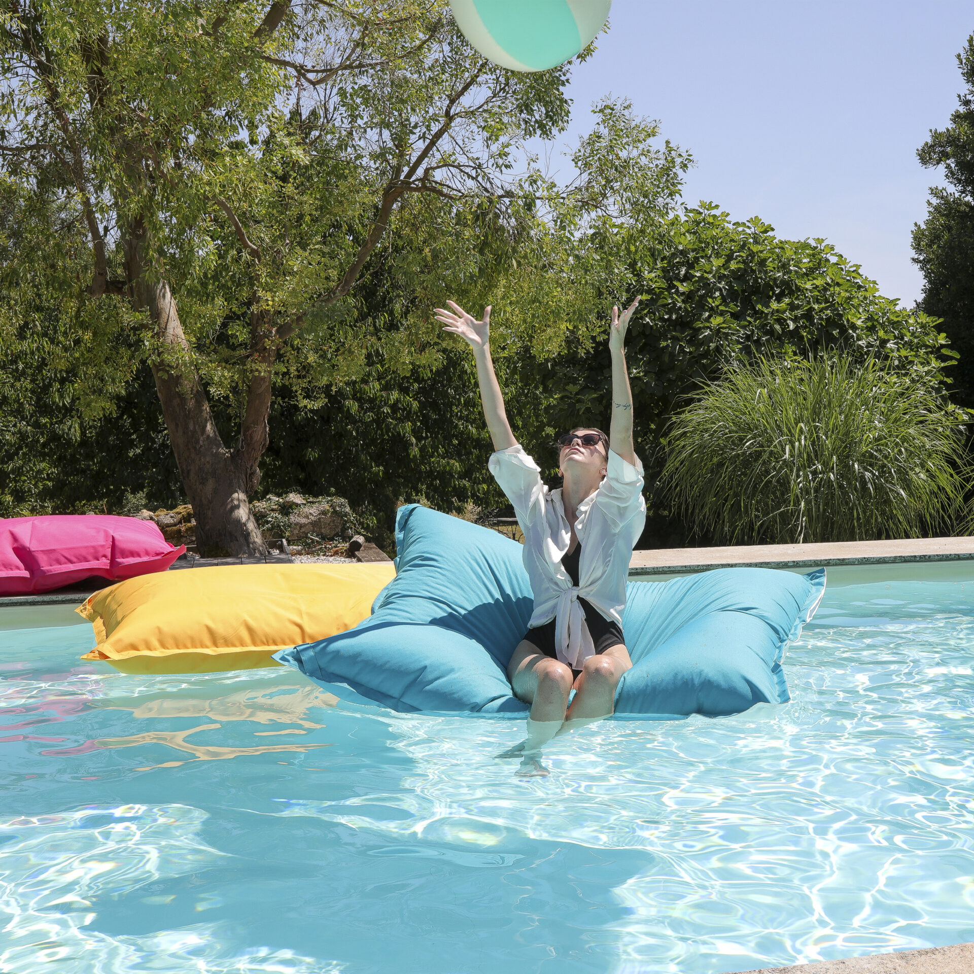 Pouf de piscine Paros Bleu Lagon