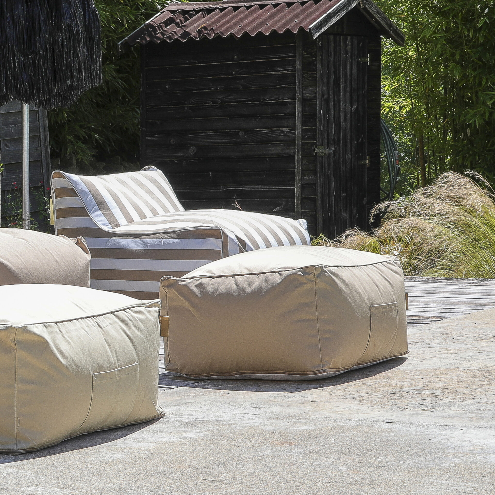 Pouf bas extérieur Otto Sable