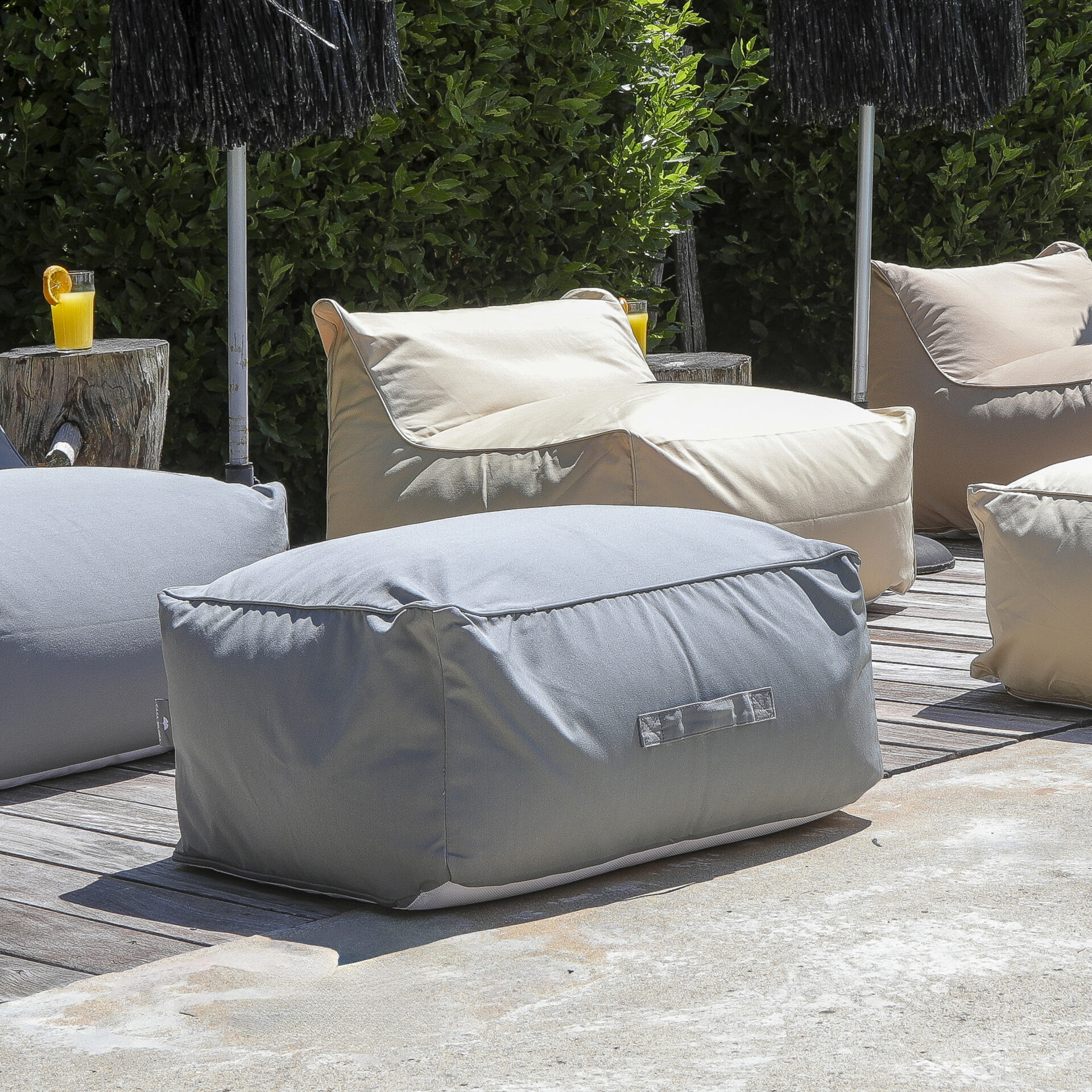 Pouf bas extérieur Otto Gris