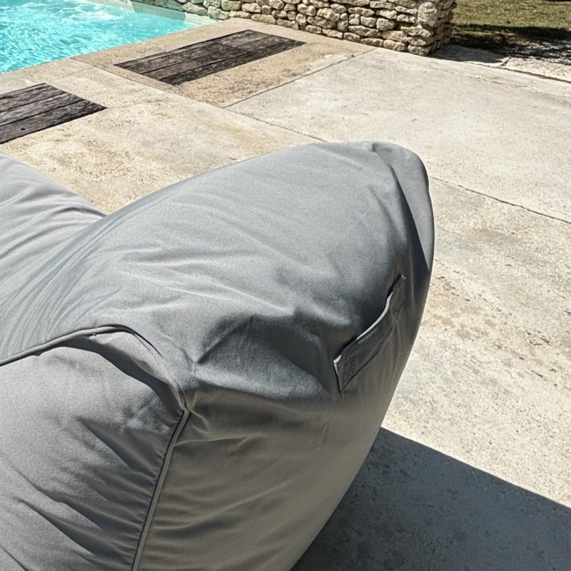 Pouf méridienne extérieure Romane Gris
