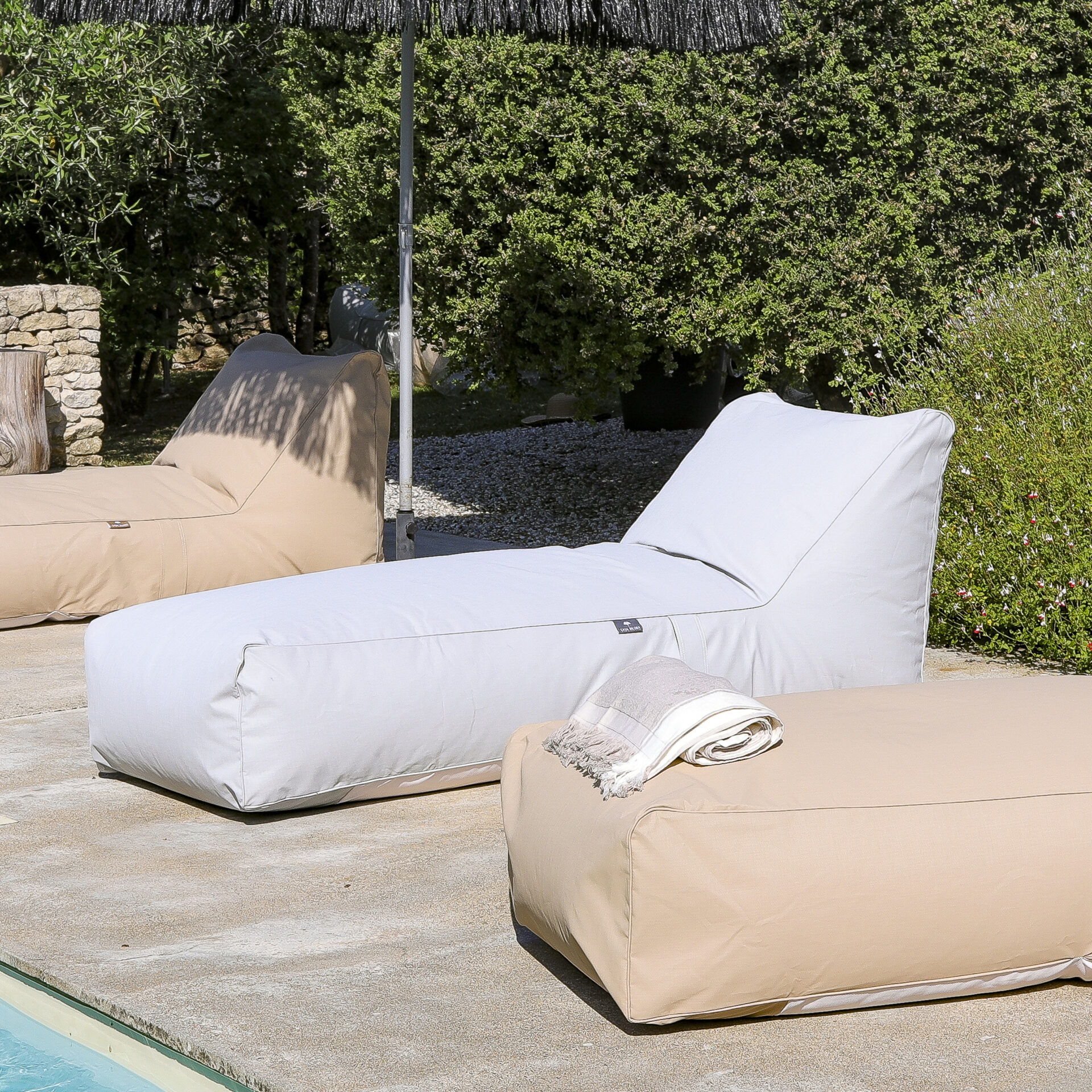 Pouf méridienne extérieure Romane Gris - Textilepro
