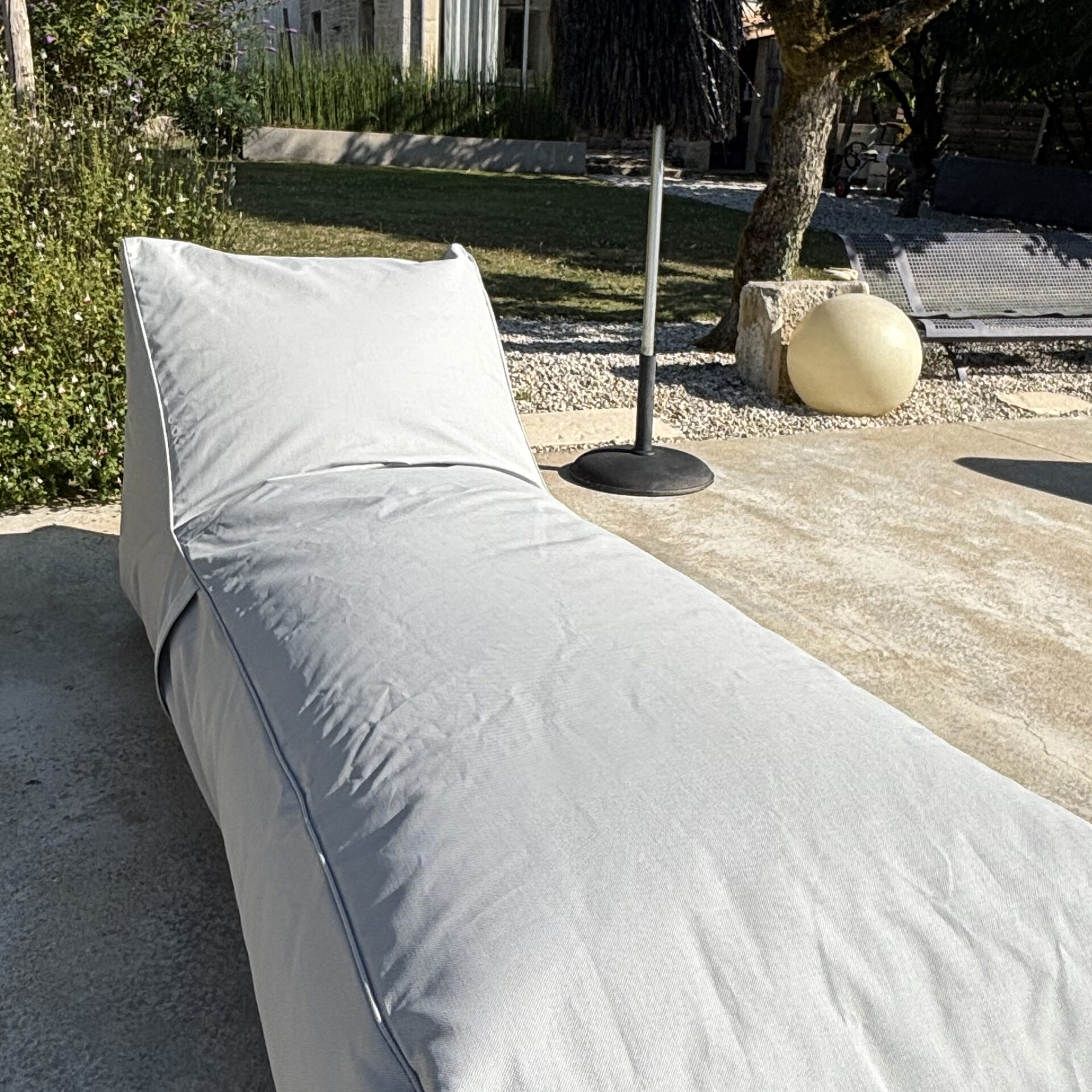 Pouf méridienne extérieure Romane Gris - Textilepro