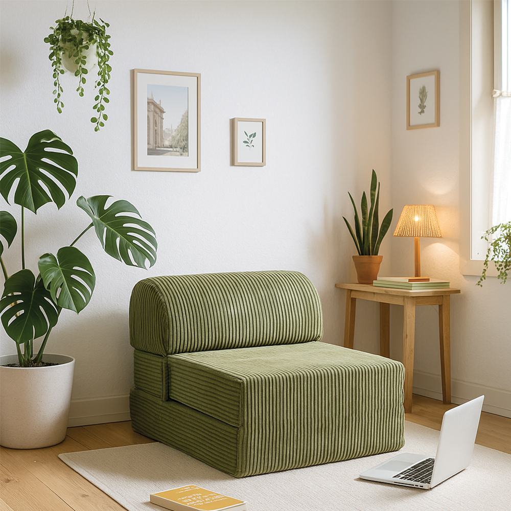 Chauffeuse Indilla Velours grosses côtes Vert Kaki