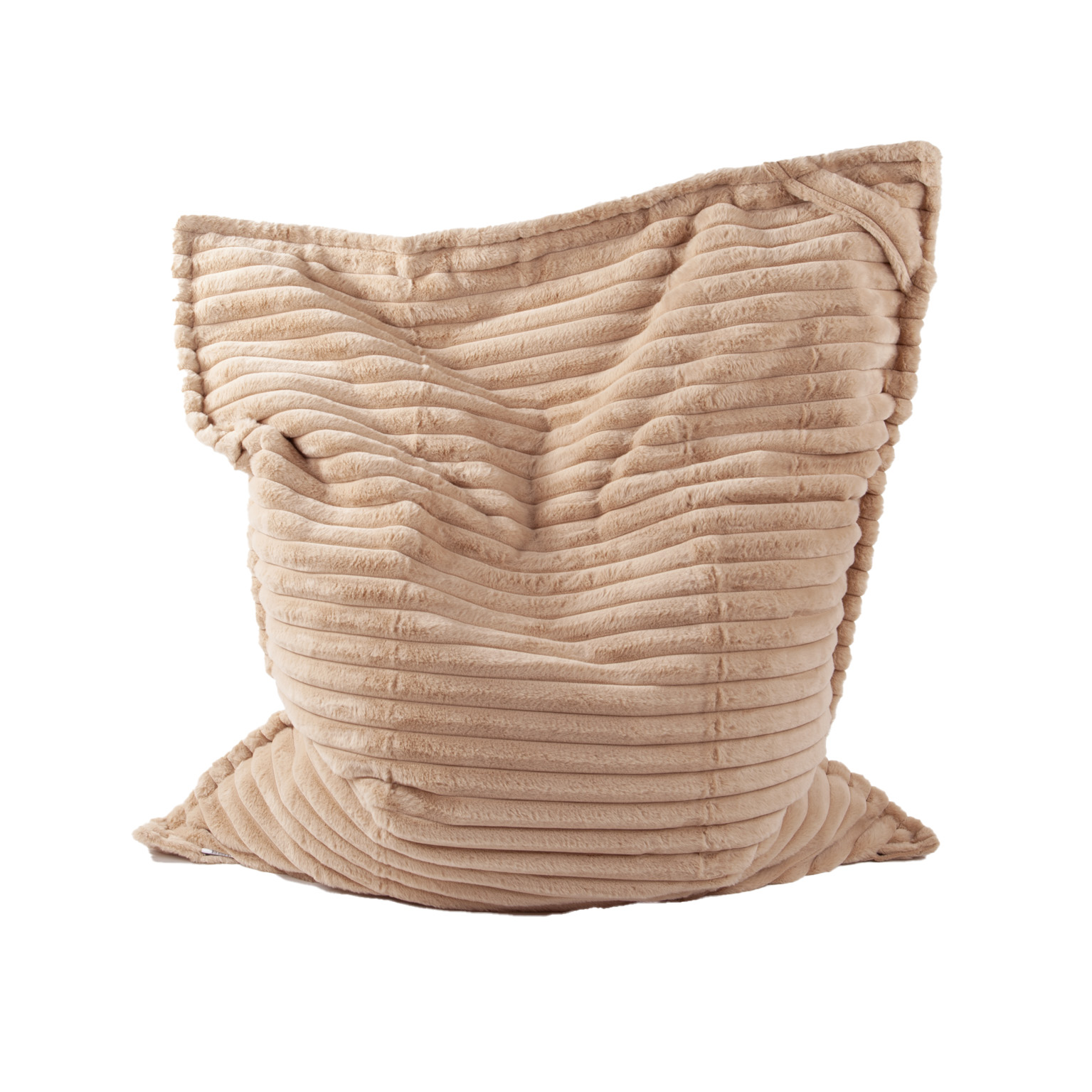 Maxi Coussin Fausse Fourrure Grosses Côtes Camel