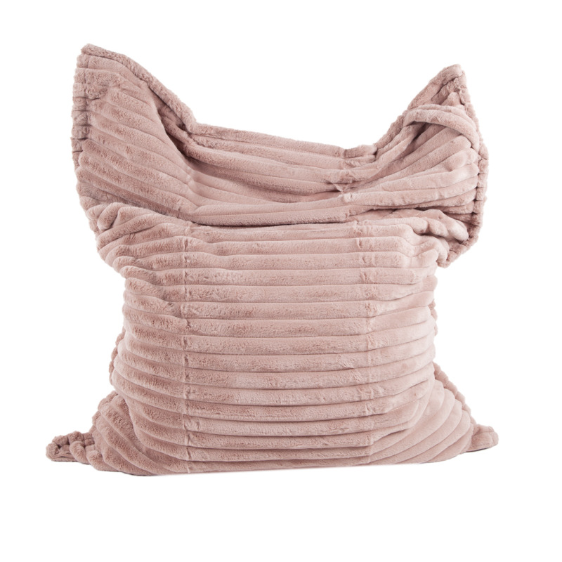 Maxi Coussin Fausse Fourrure Grosses Côtes Rose Nude