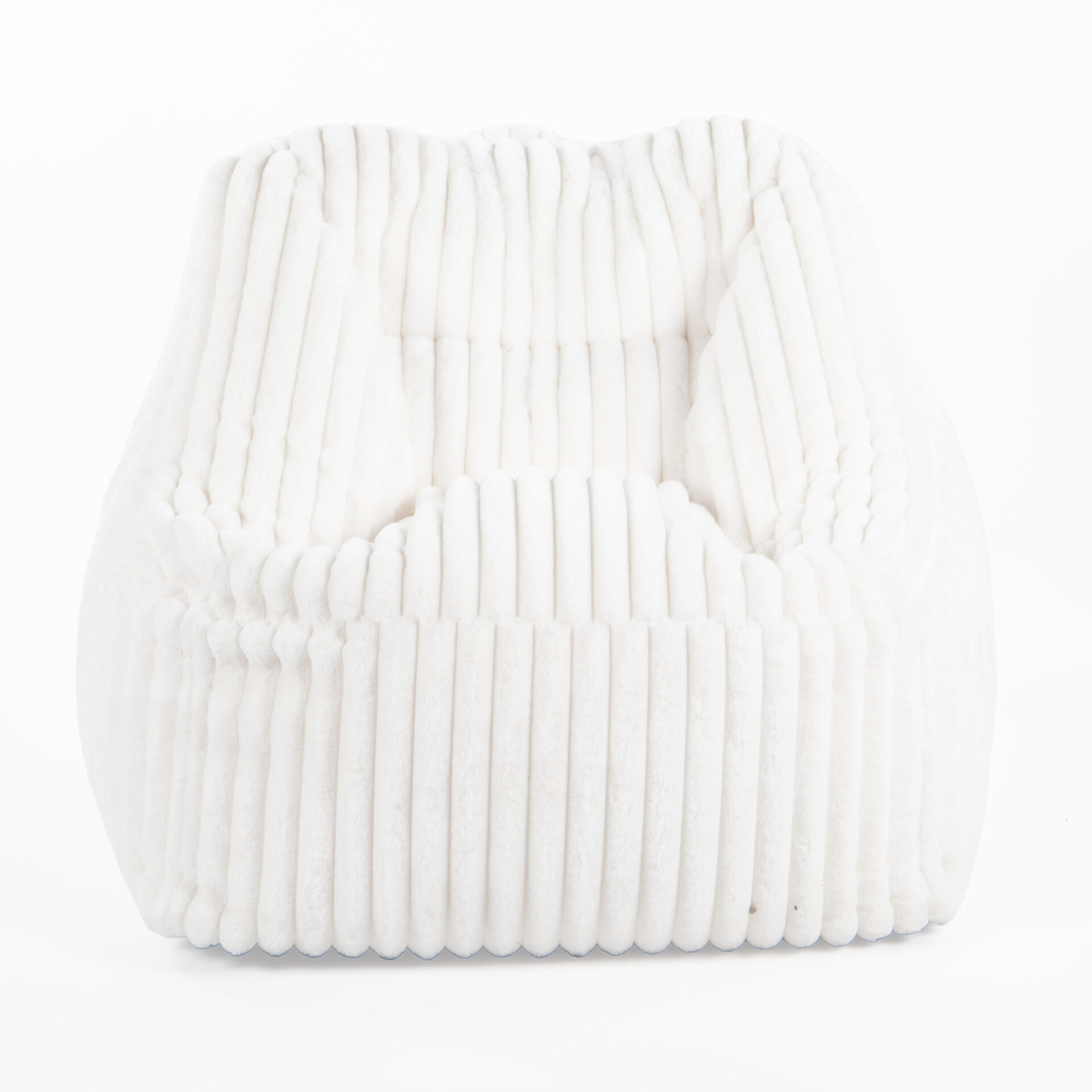 Fauteuil Pouf Bari Fausse Fourrure Grosses Côtes Champagne