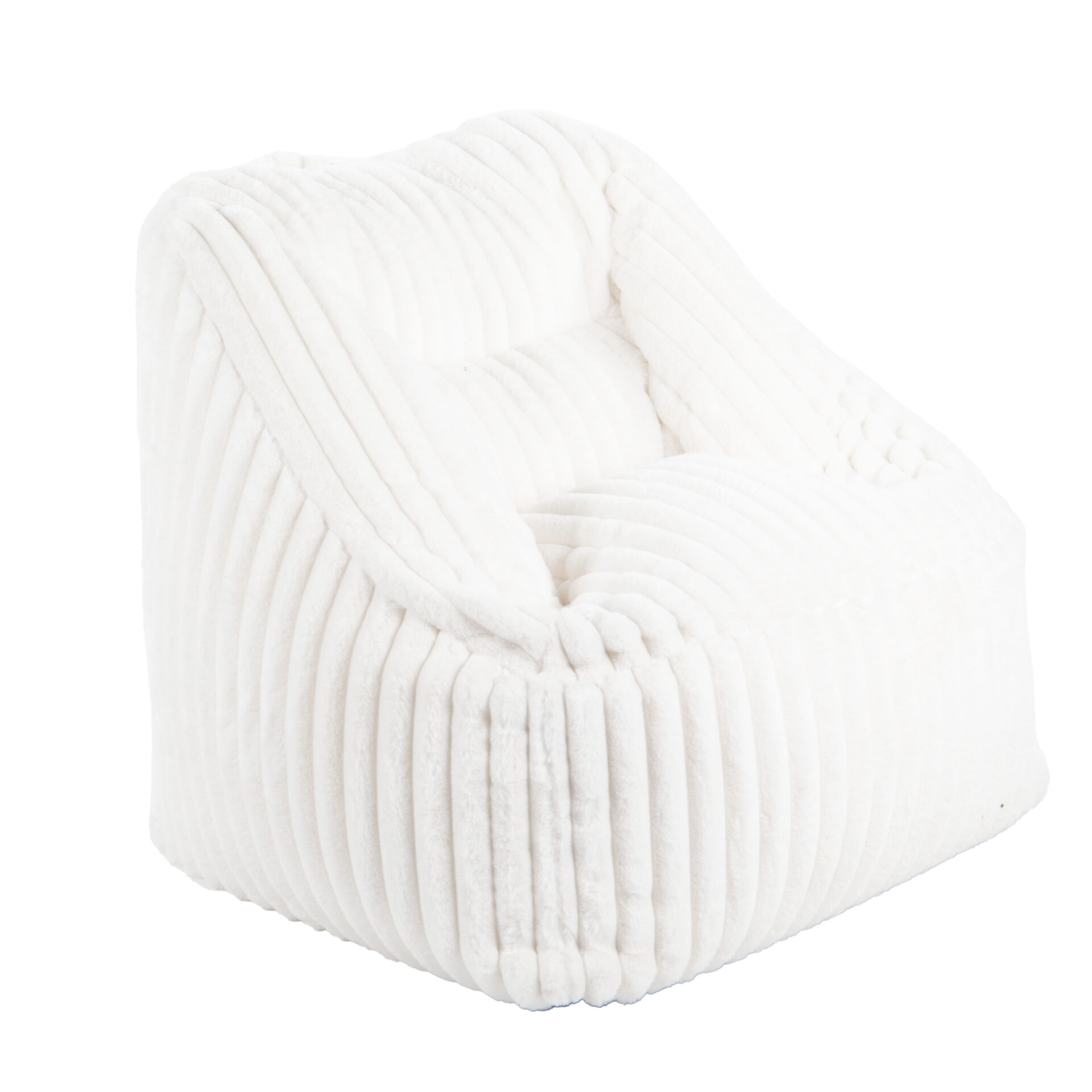 Fauteuil Pouf Bari Fausse Fourrure Grosses Côtes Champagne