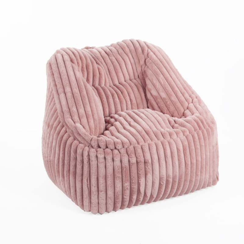 Fauteuil Pouf Bari Fausse Fourrure Grosses Côtes Rose Nude
