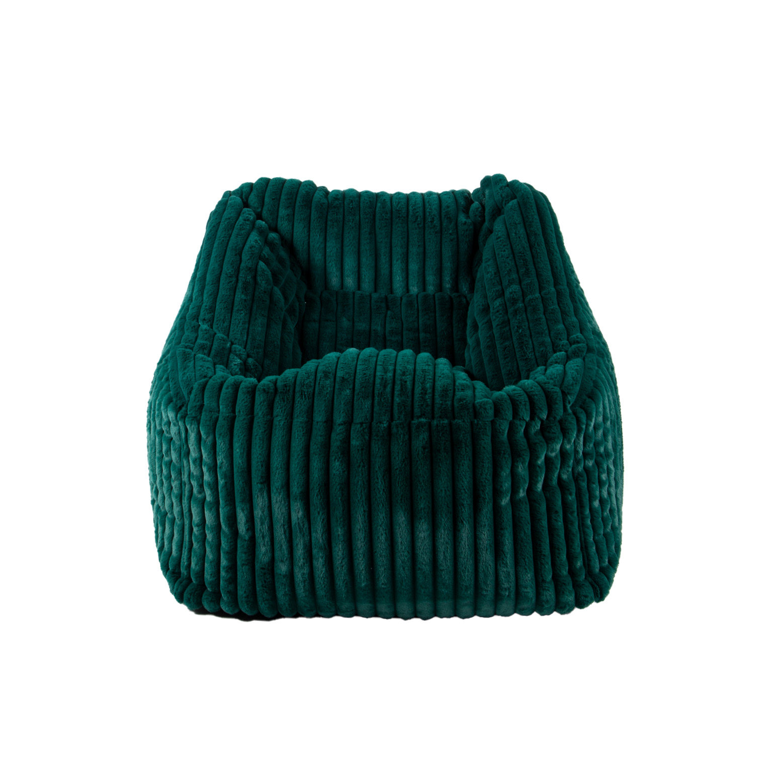 Fauteuil Pouf Bari Fausse Fourrure Grosses Côtes Vert Forêt