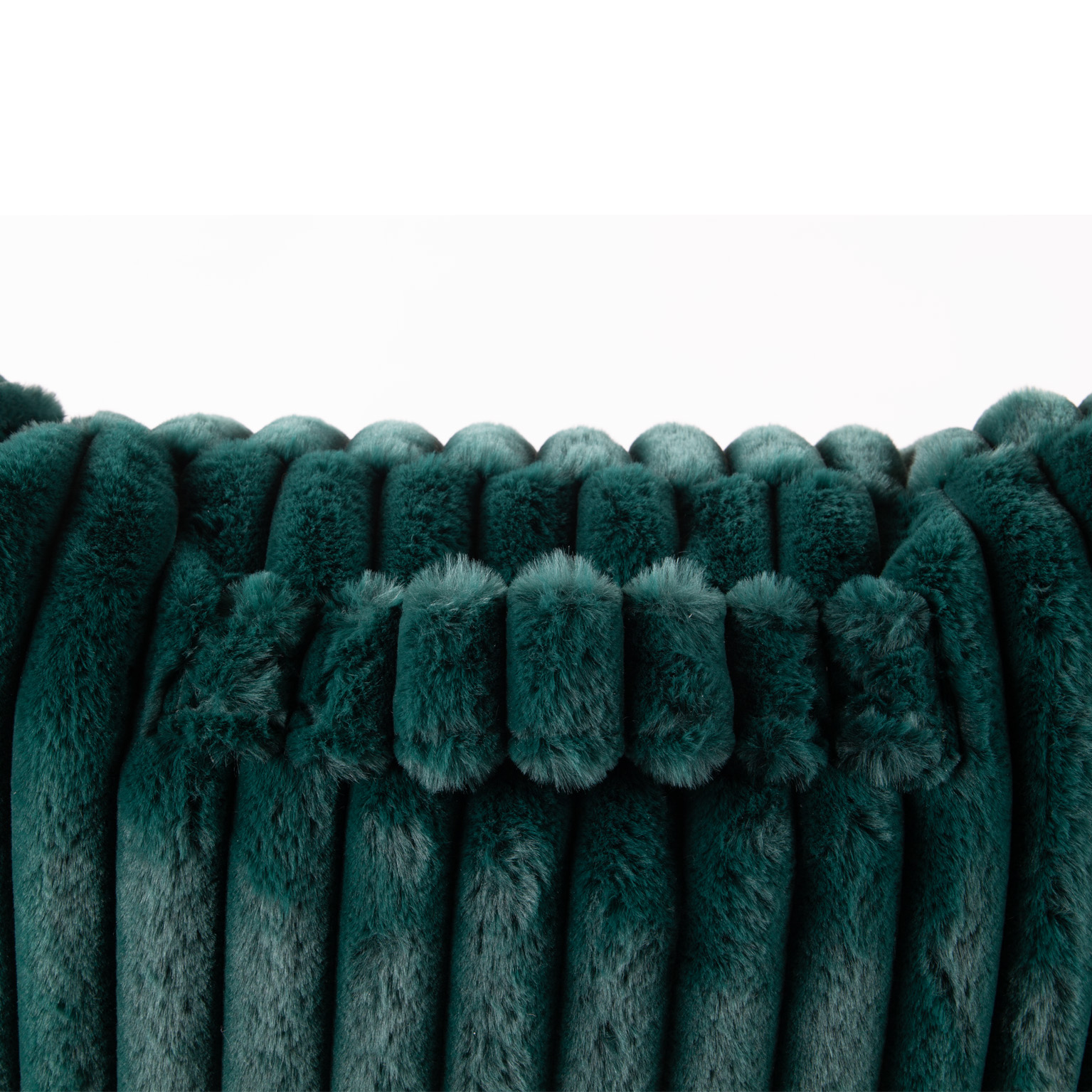 Fauteuil Pouf Bari Fausse Fourrure Grosses Côtes Vert Forêt