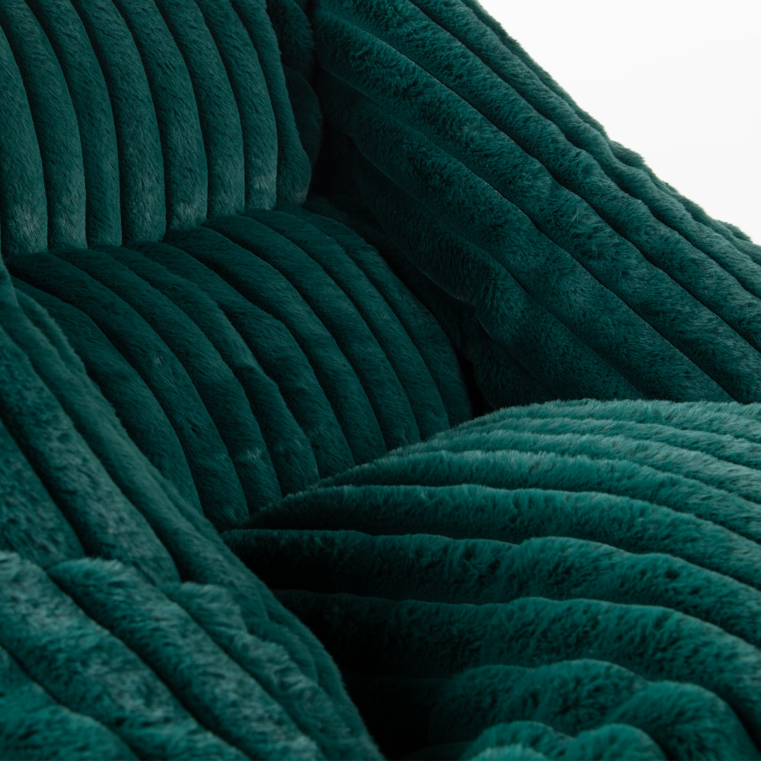 Fauteuil Pouf Bari Fausse Fourrure Grosses Côtes Vert Forêt