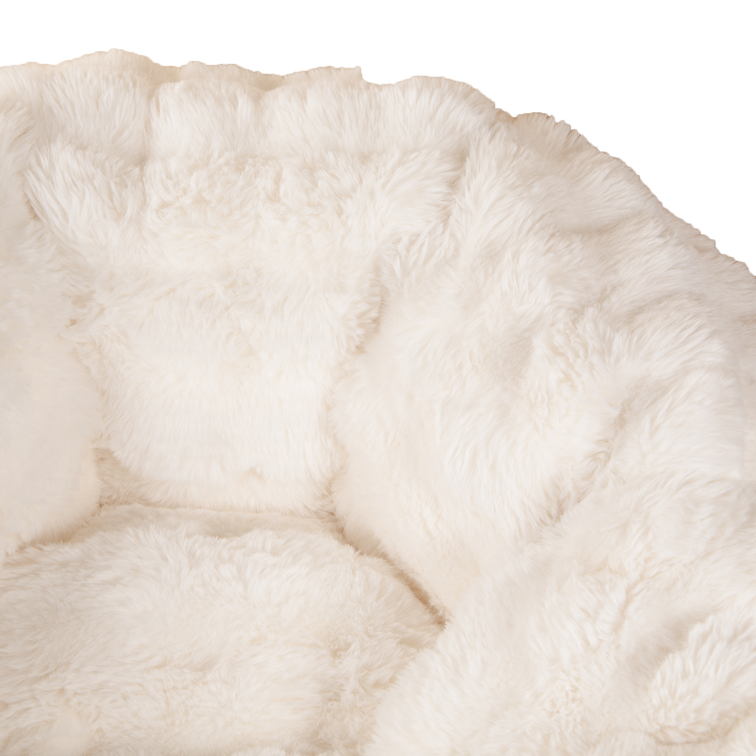 Fauteuil Pouf Nina Fausse Fourrure Effet Biscuit Blanc