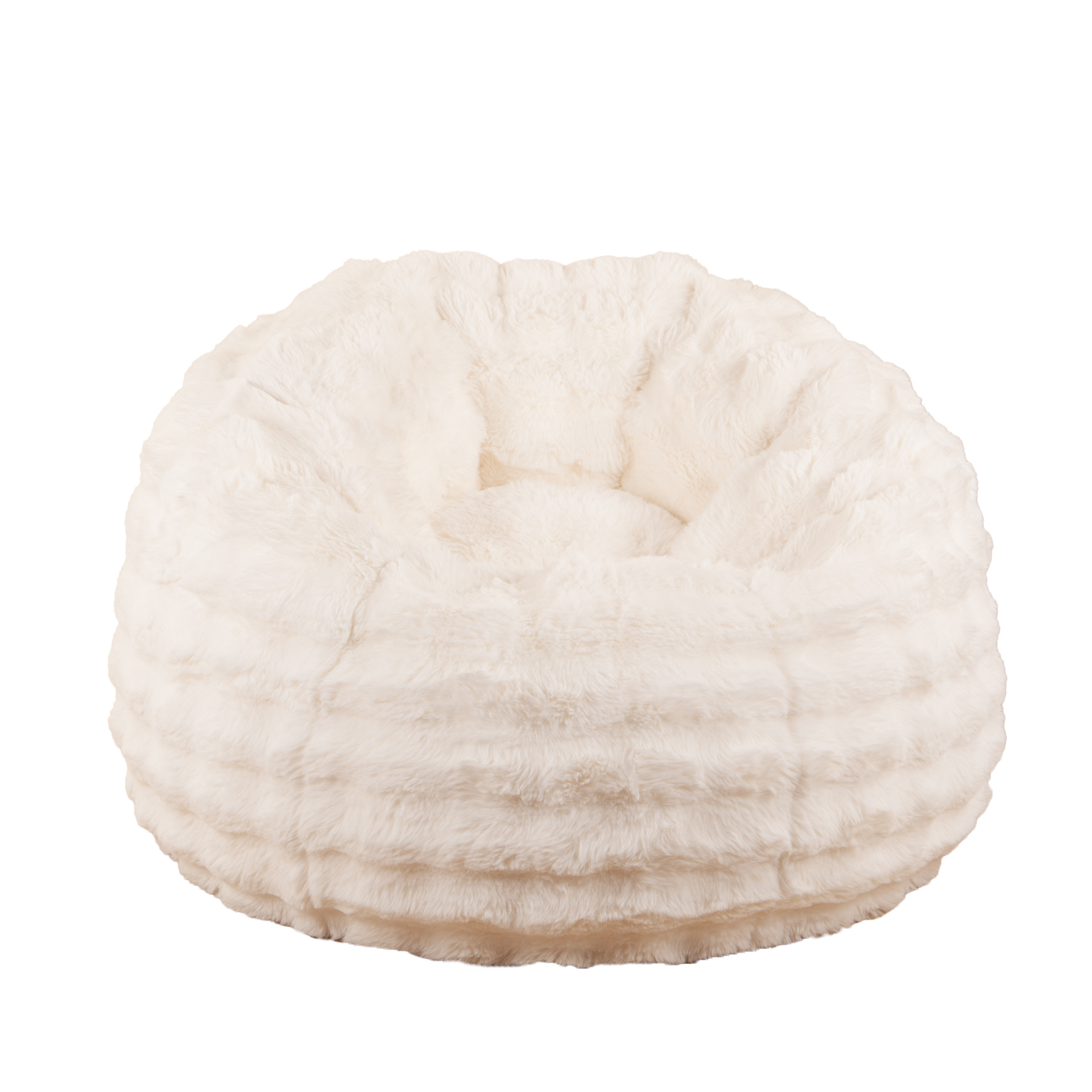 Fauteuil Pouf Nina Fausse Fourrure Effet Biscuit Blanc