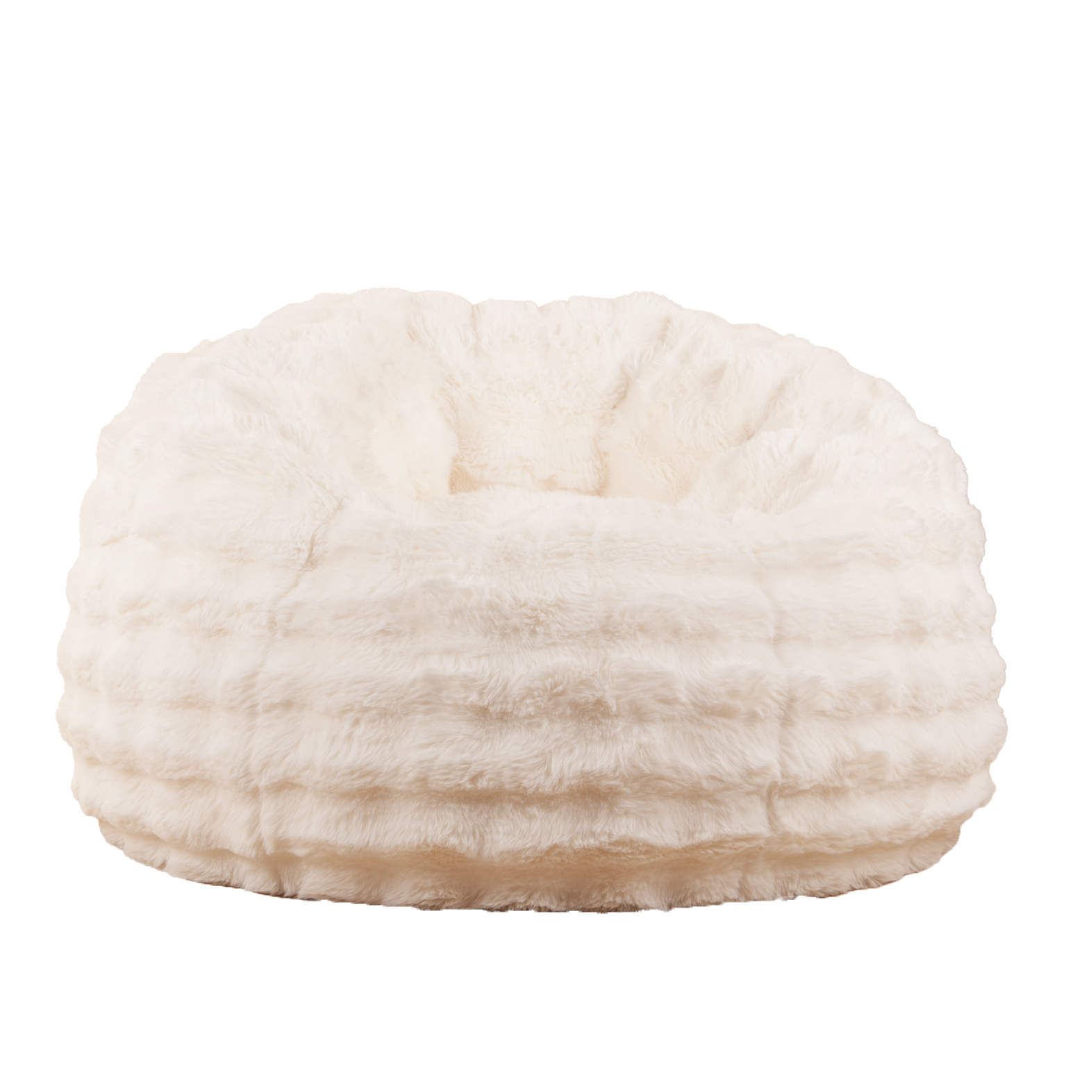 Fauteuil Pouf Nina Fausse Fourrure Effet Biscuit Blanc