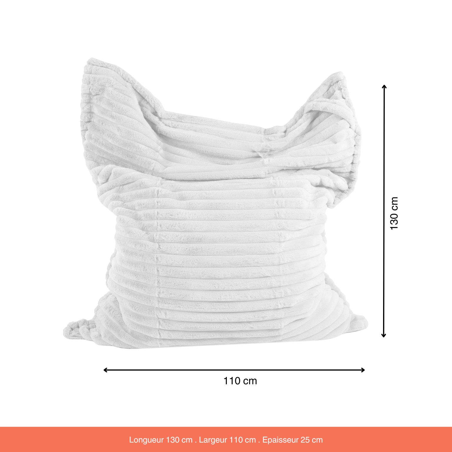 Maxi Coussin Fausse Fourrure Grosses Côtes Champagne