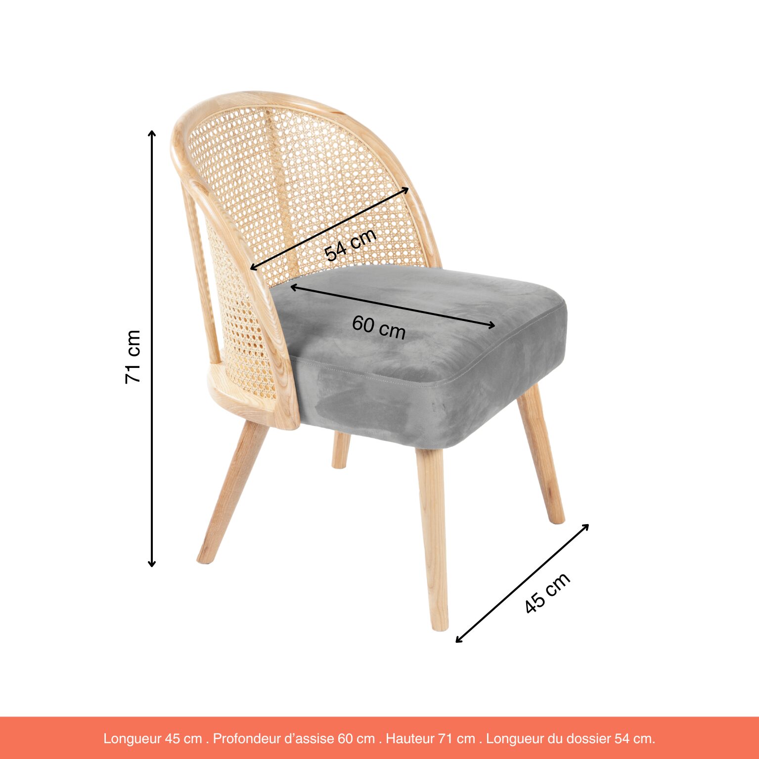 Fauteuil Gaspard velours gris