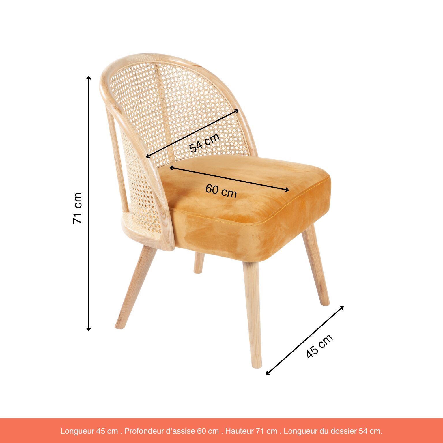 Fauteuil Gaspard velours camel