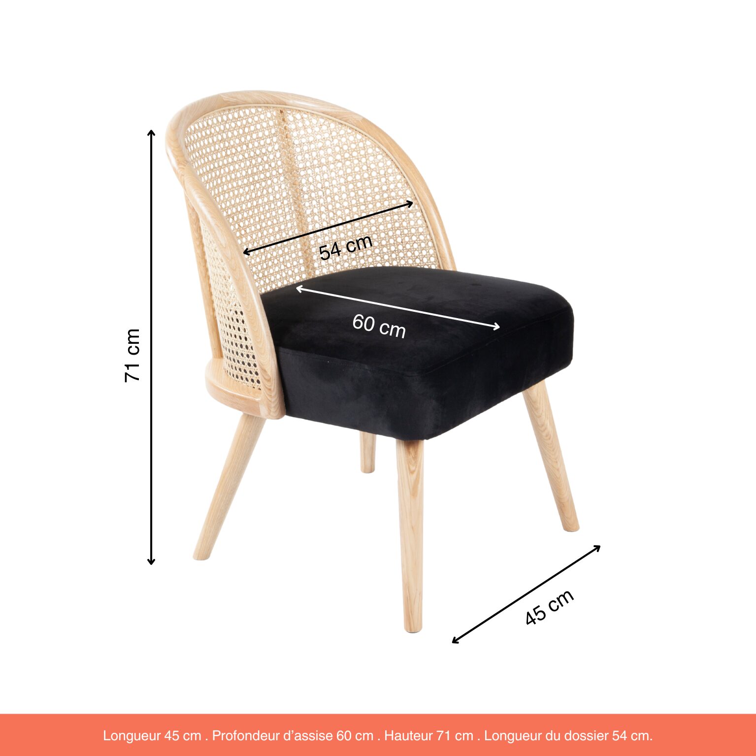 Fauteuil Gaspard velours noir