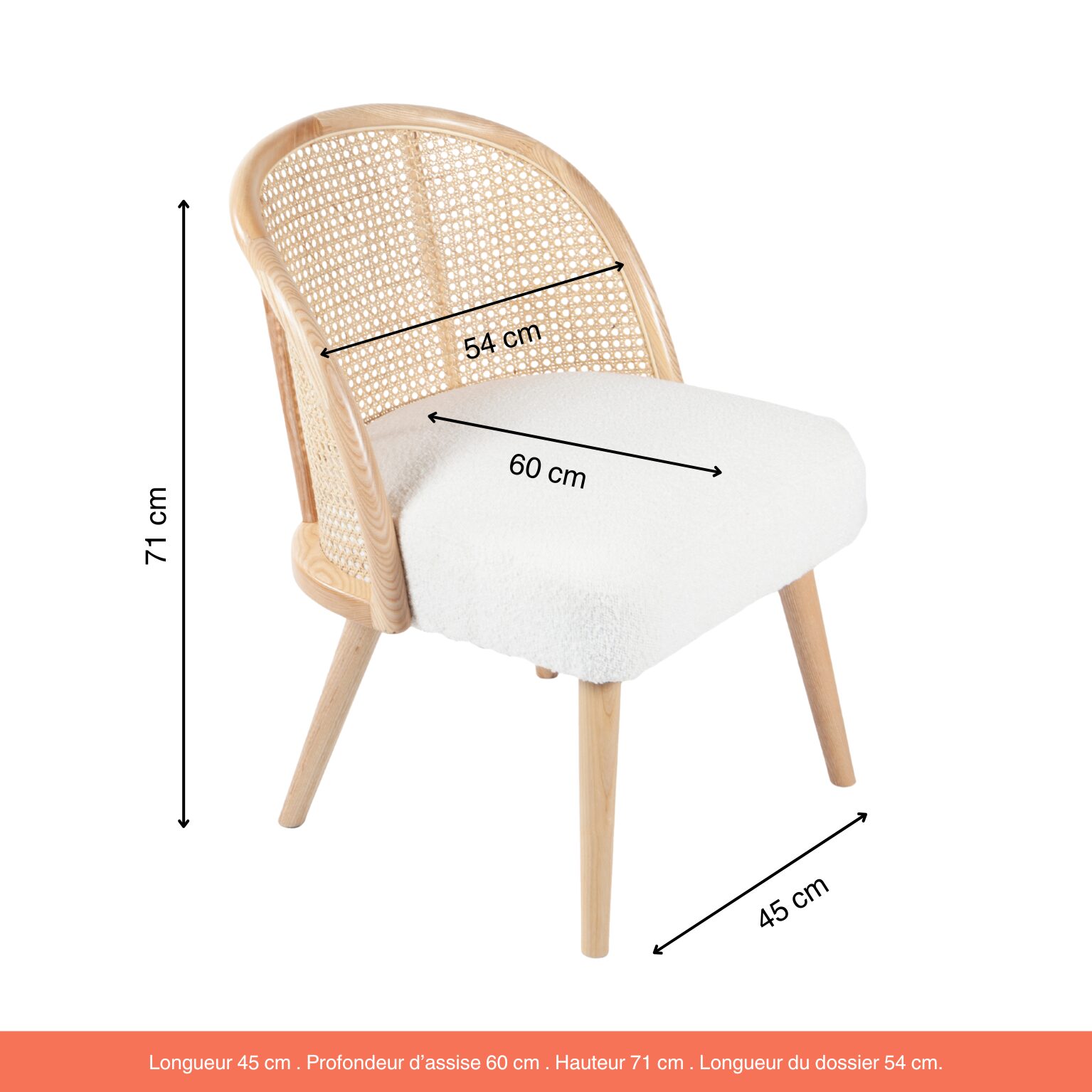 Fauteuil Inès bouclette blanc