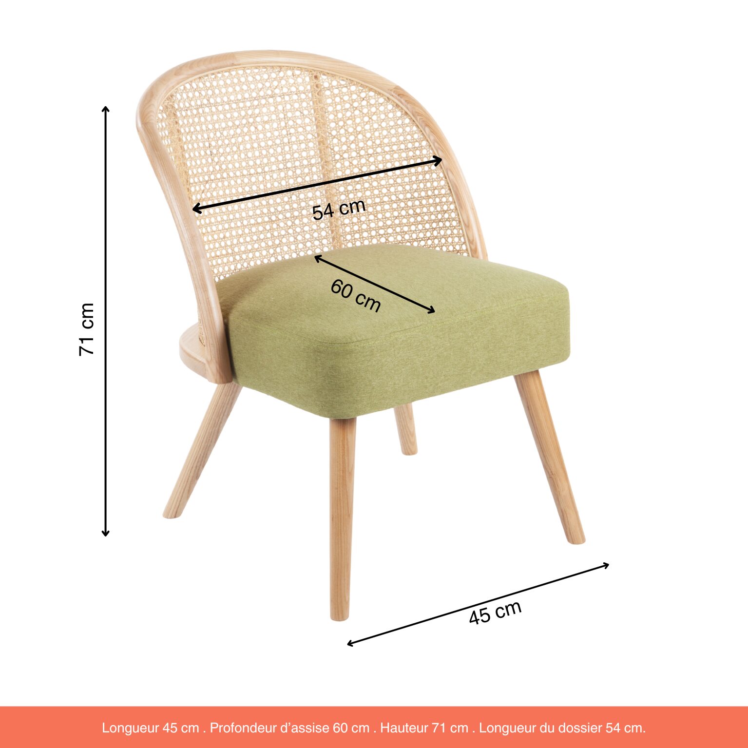 Fauteuil Gaspard Vert toile effet lin