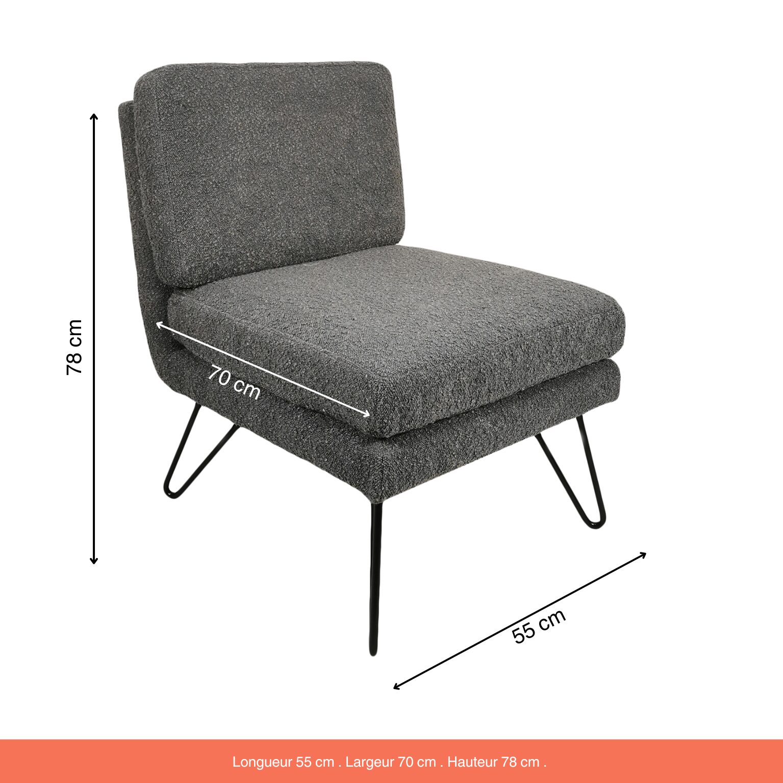 Fauteuil Éloïse bouclette gris