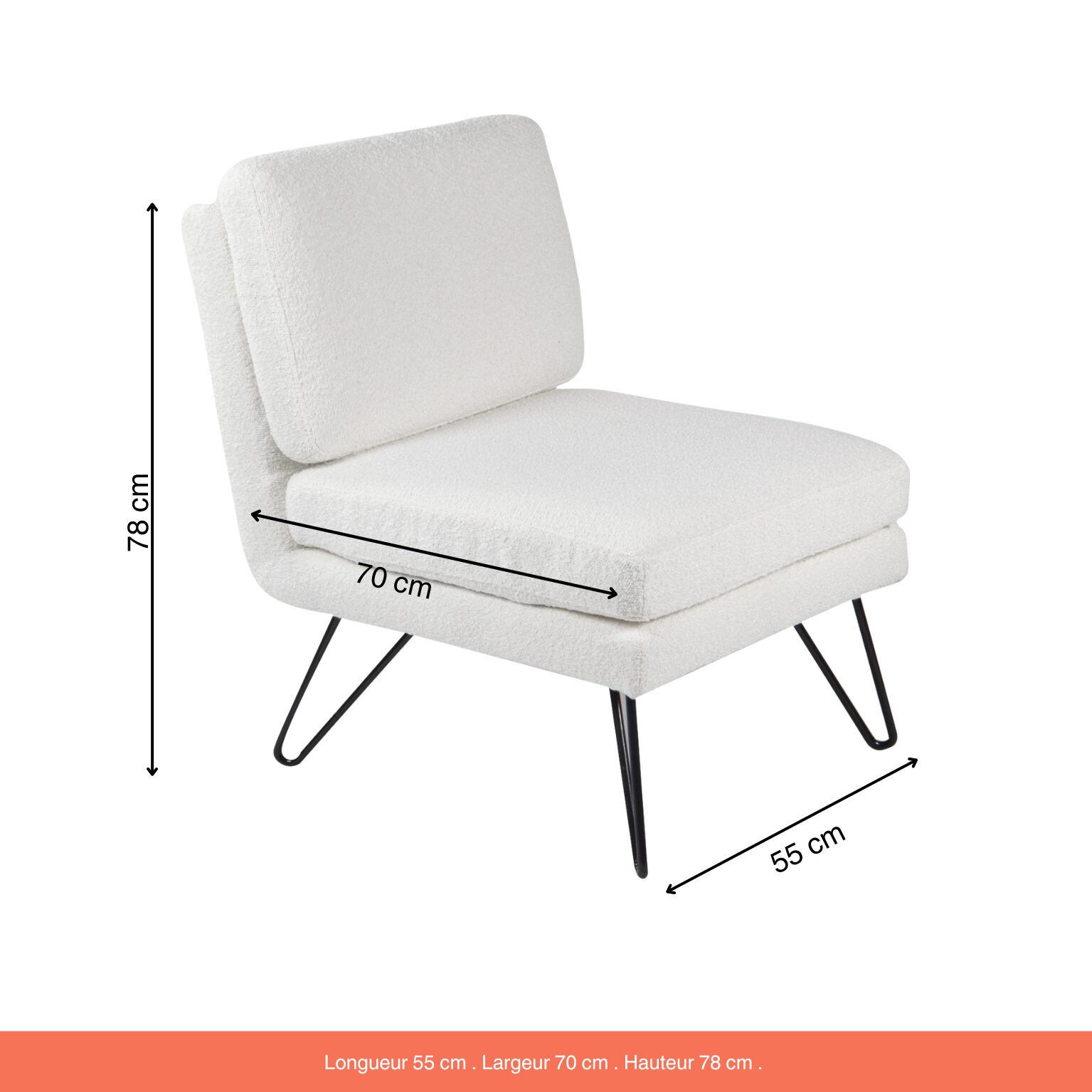 Fauteuil Éloïse bouclette blanc