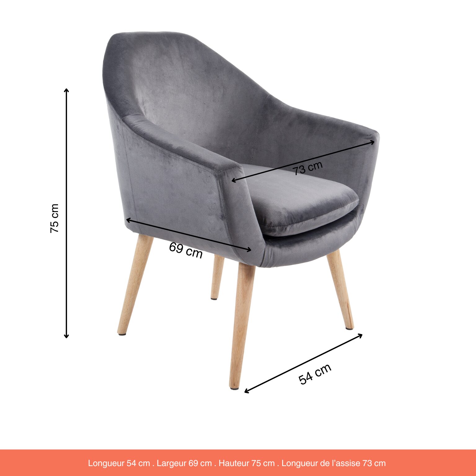 Fauteuil Isidore velours Taupe