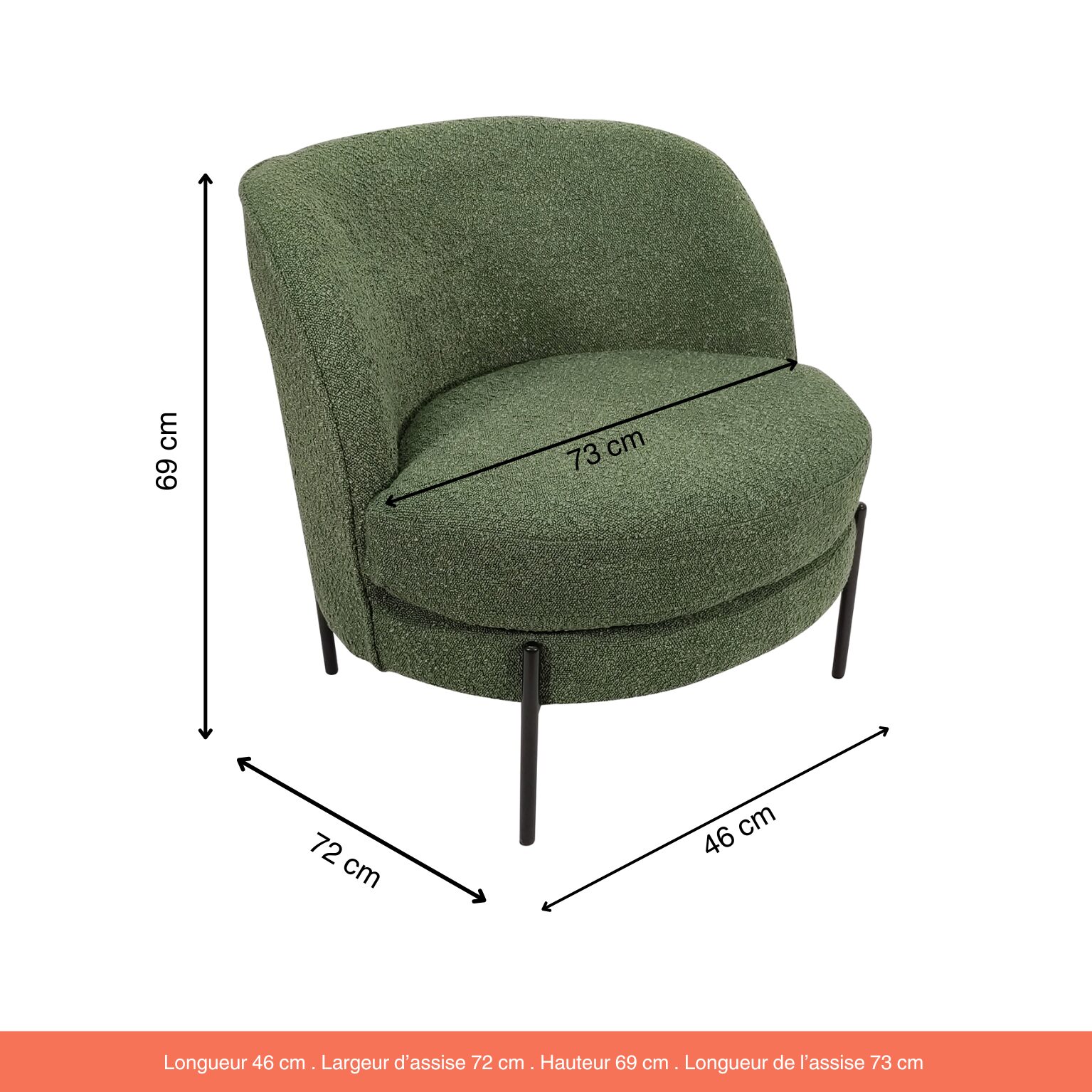 Fauteuil Pearl bouclette Vert