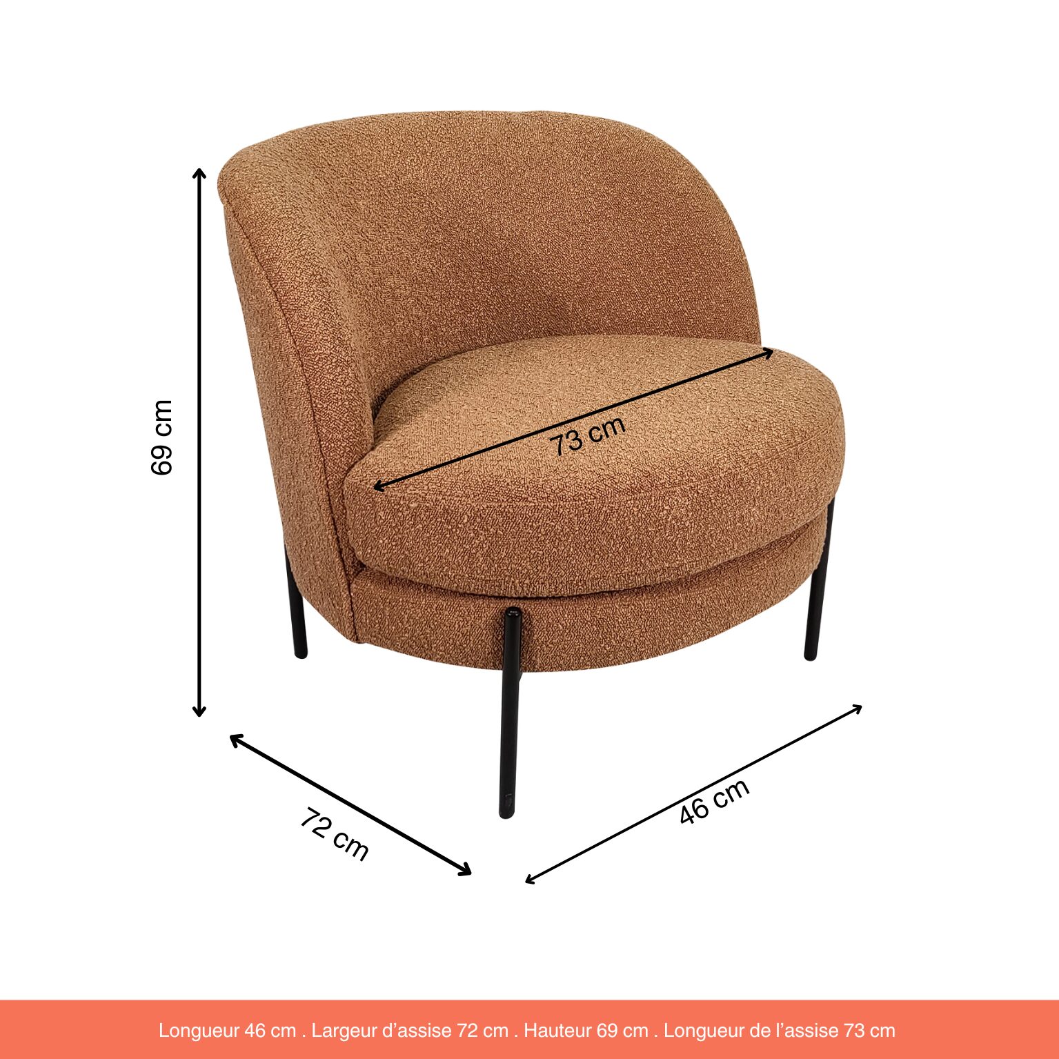 Fauteuil Pearl bouclette Camel