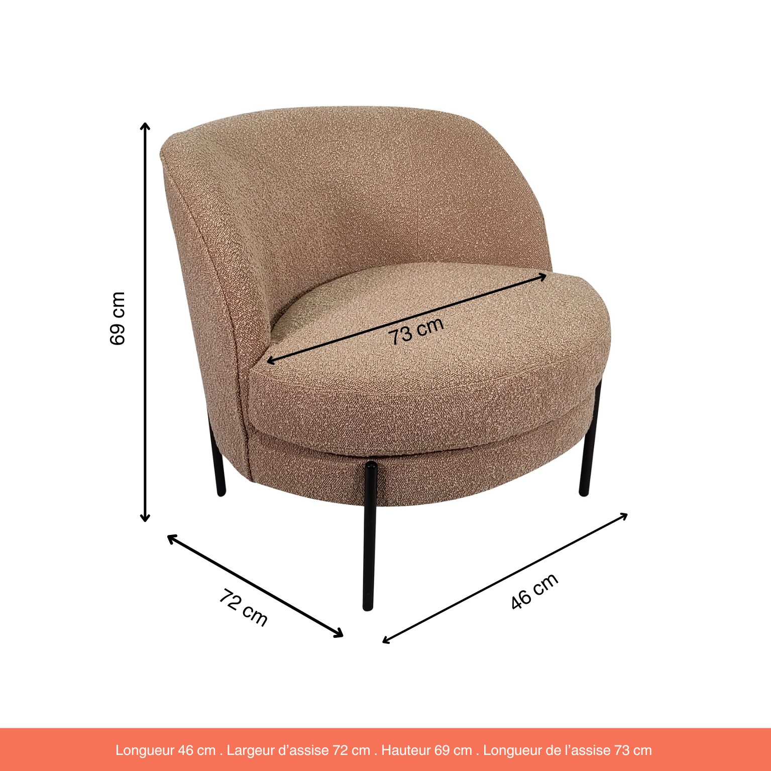 Fauteuil Pearl bouclette Beige