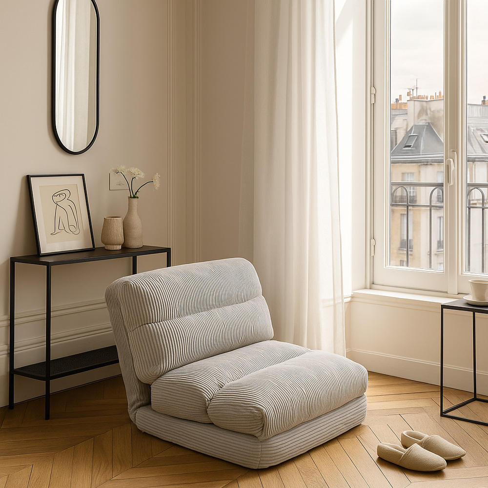 Chauffeuse convertible Chloé Velours Côtelé Gris