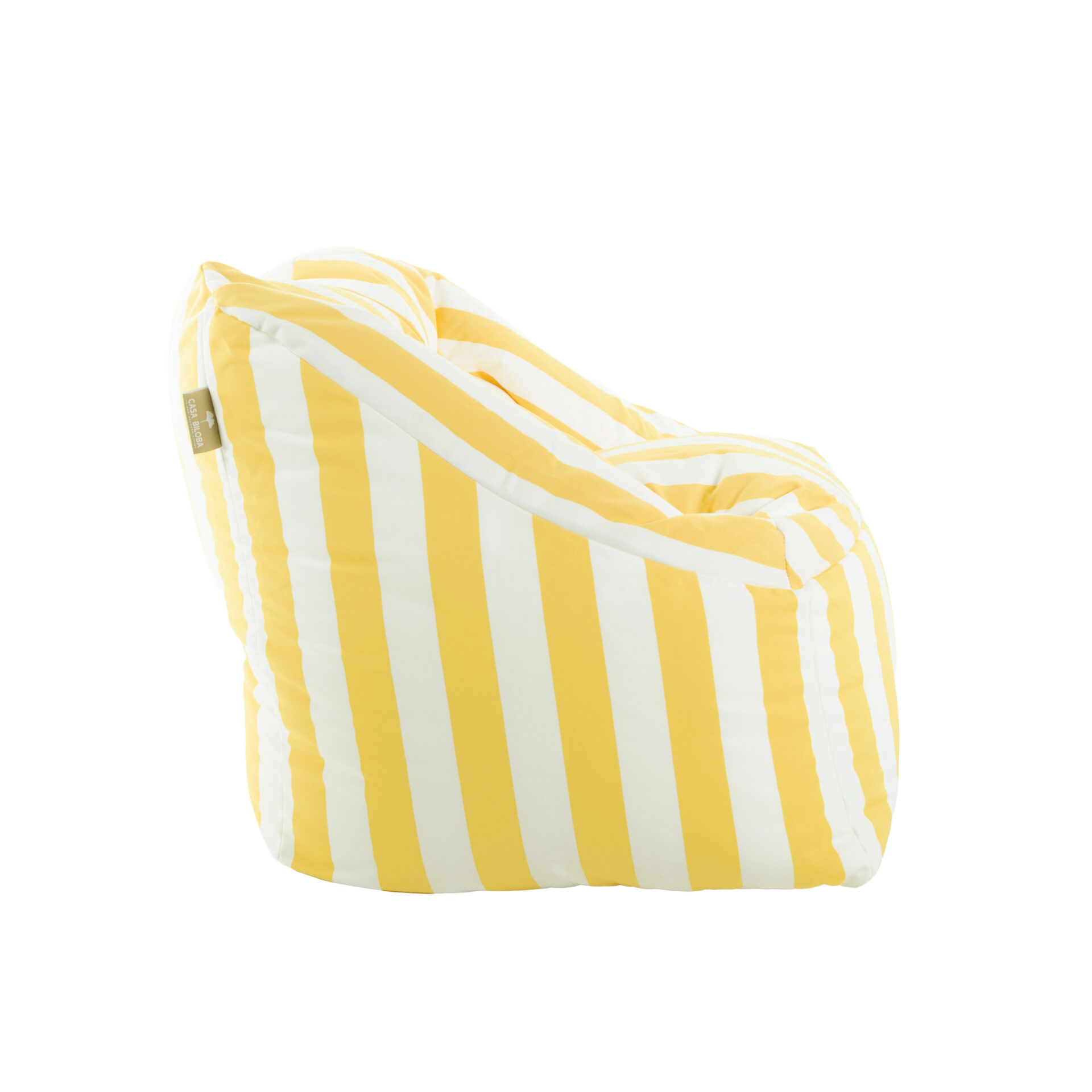 Pouf fauteuil extérieur Bari rayures Jaune - Blanc