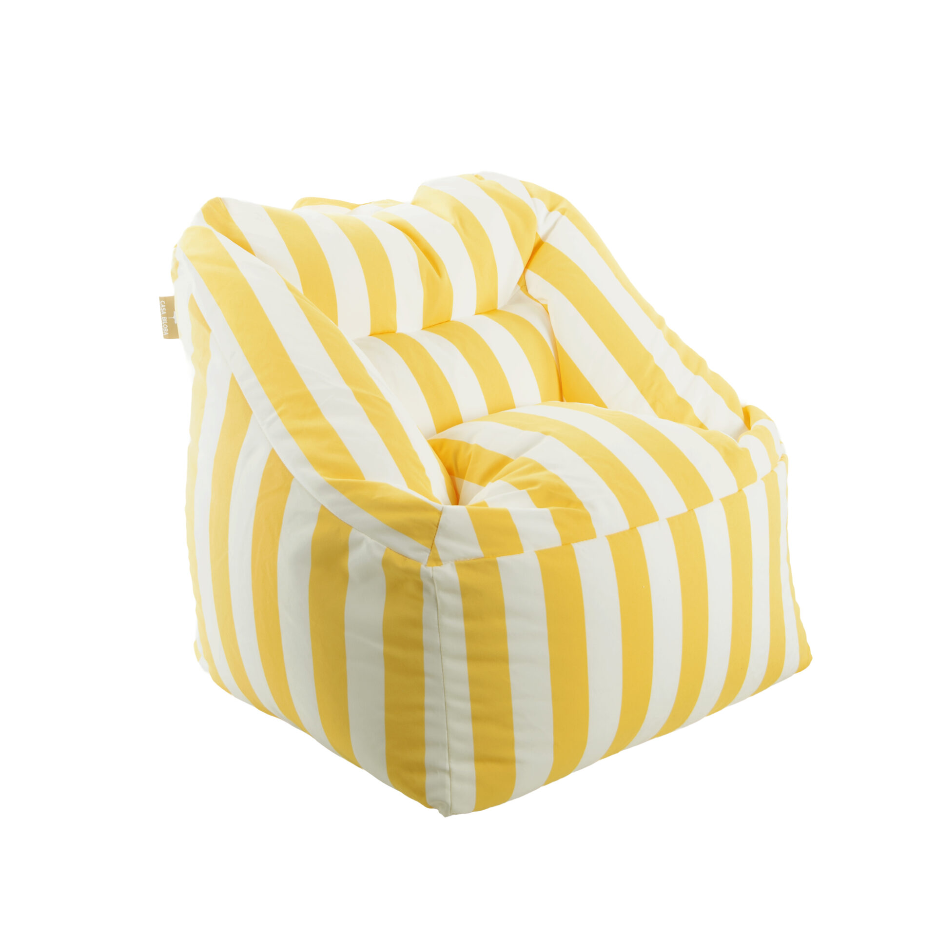 Pouf fauteuil extérieur Bari rayures Jaune - Blanc