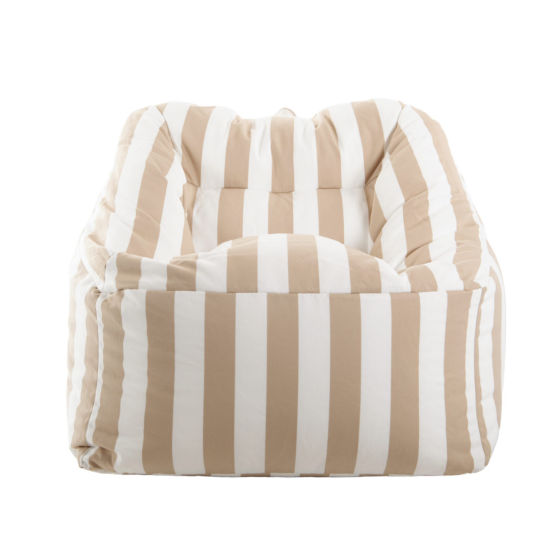 Pouf fauteuil extérieur Bari rayures Sable-Blanc