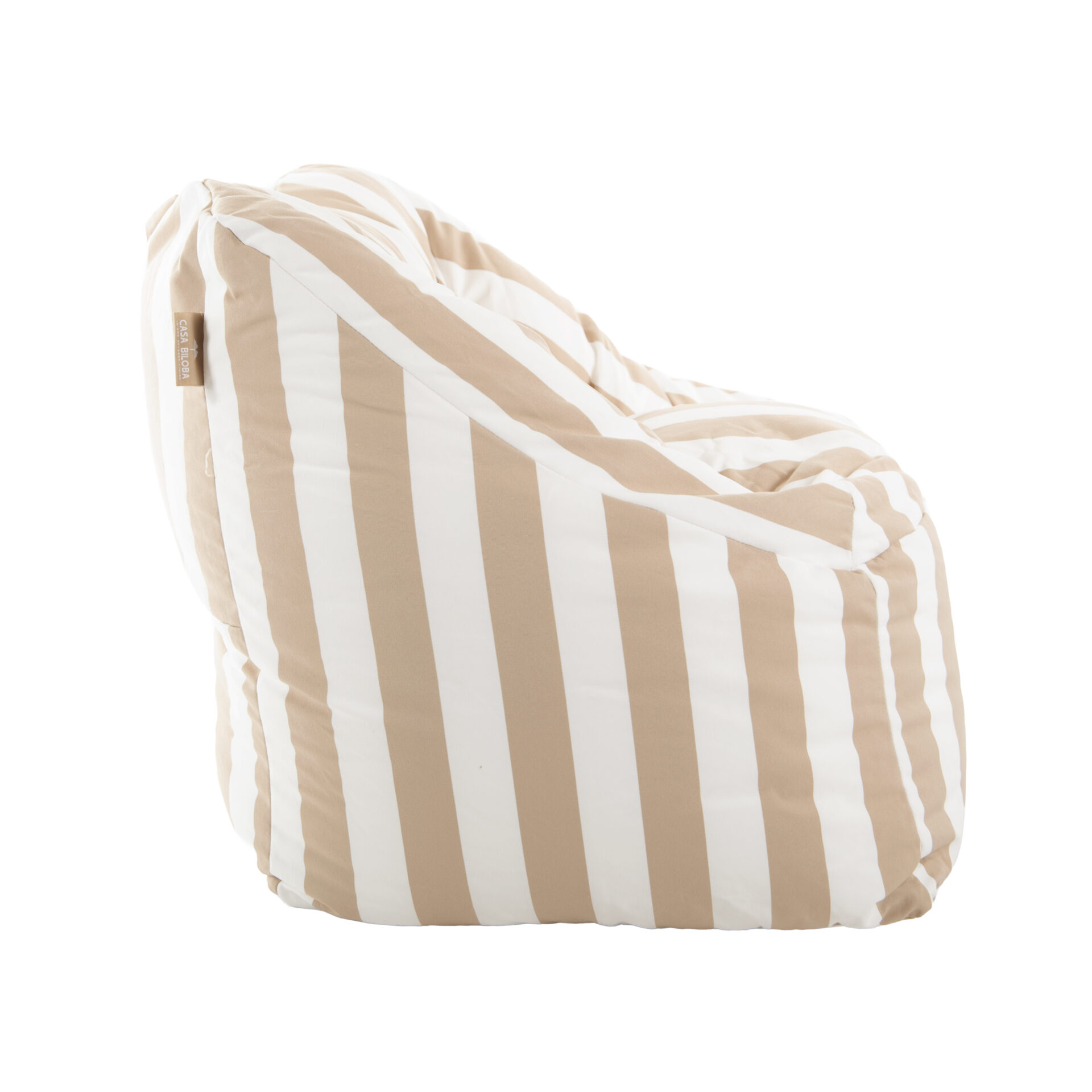 Pouf fauteuil extérieur Bari rayures Sable-Blanc