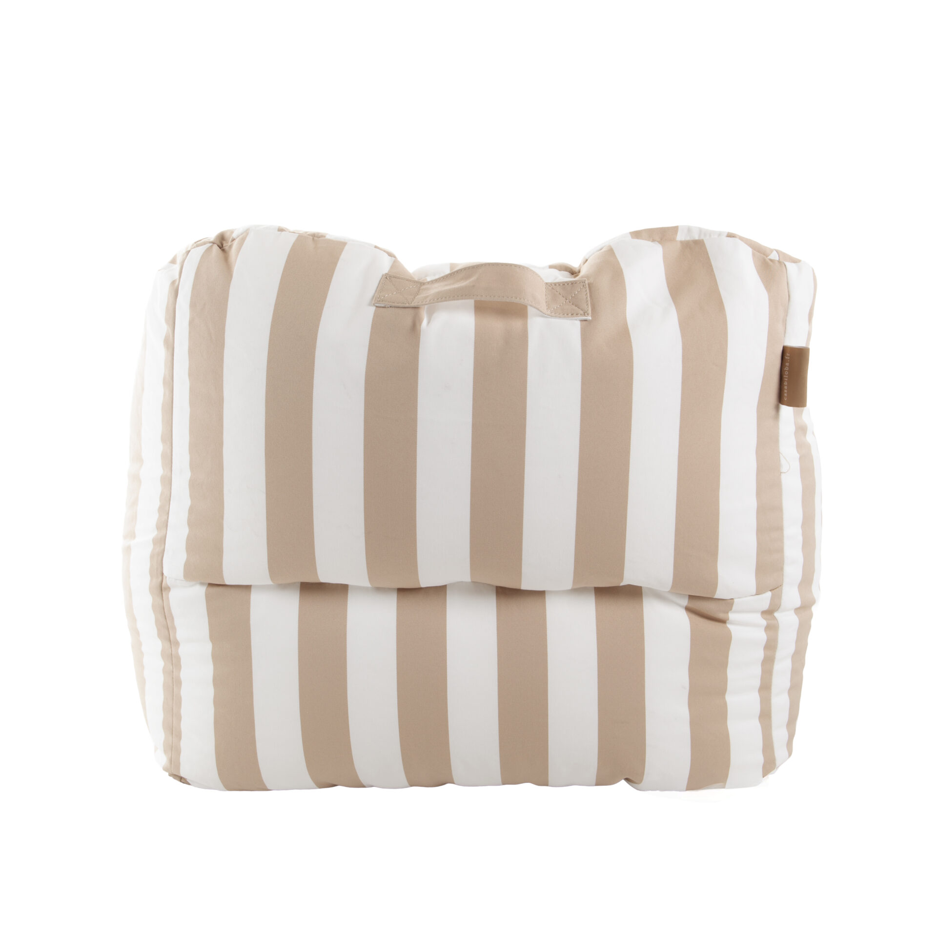 Pouf fauteuil extérieur Bari rayures Sable-Blanc